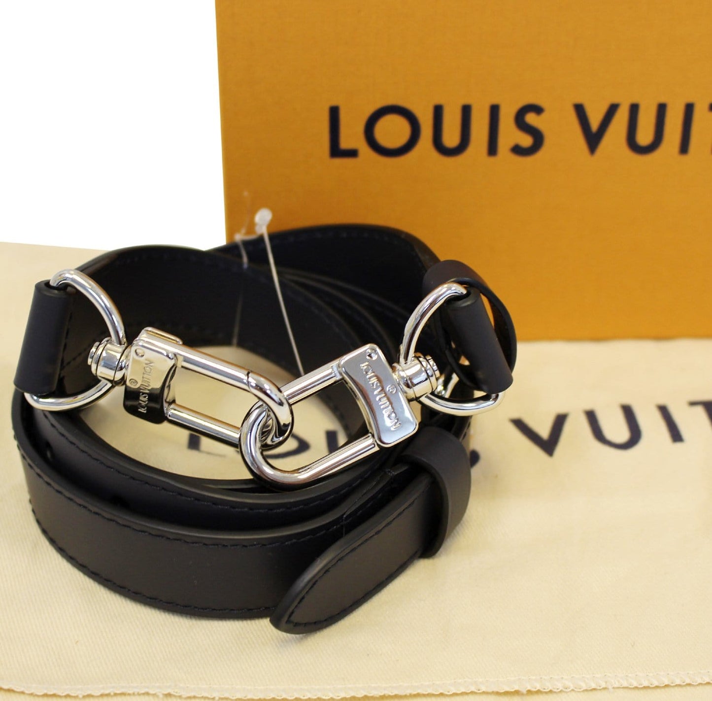 Louis Shoulder Strap Leather Black Shoulder Bag Strapp Cc432