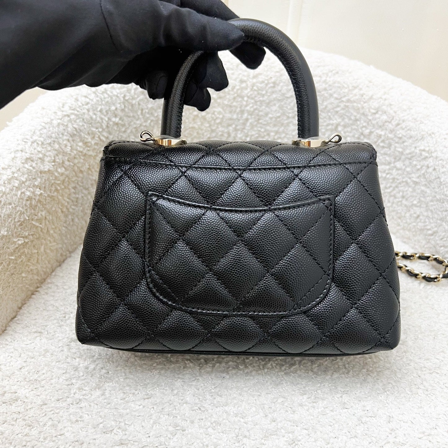 Mini Coco Handle Flap in Black Caviar and LGHW (Model: ) Accessory Signature