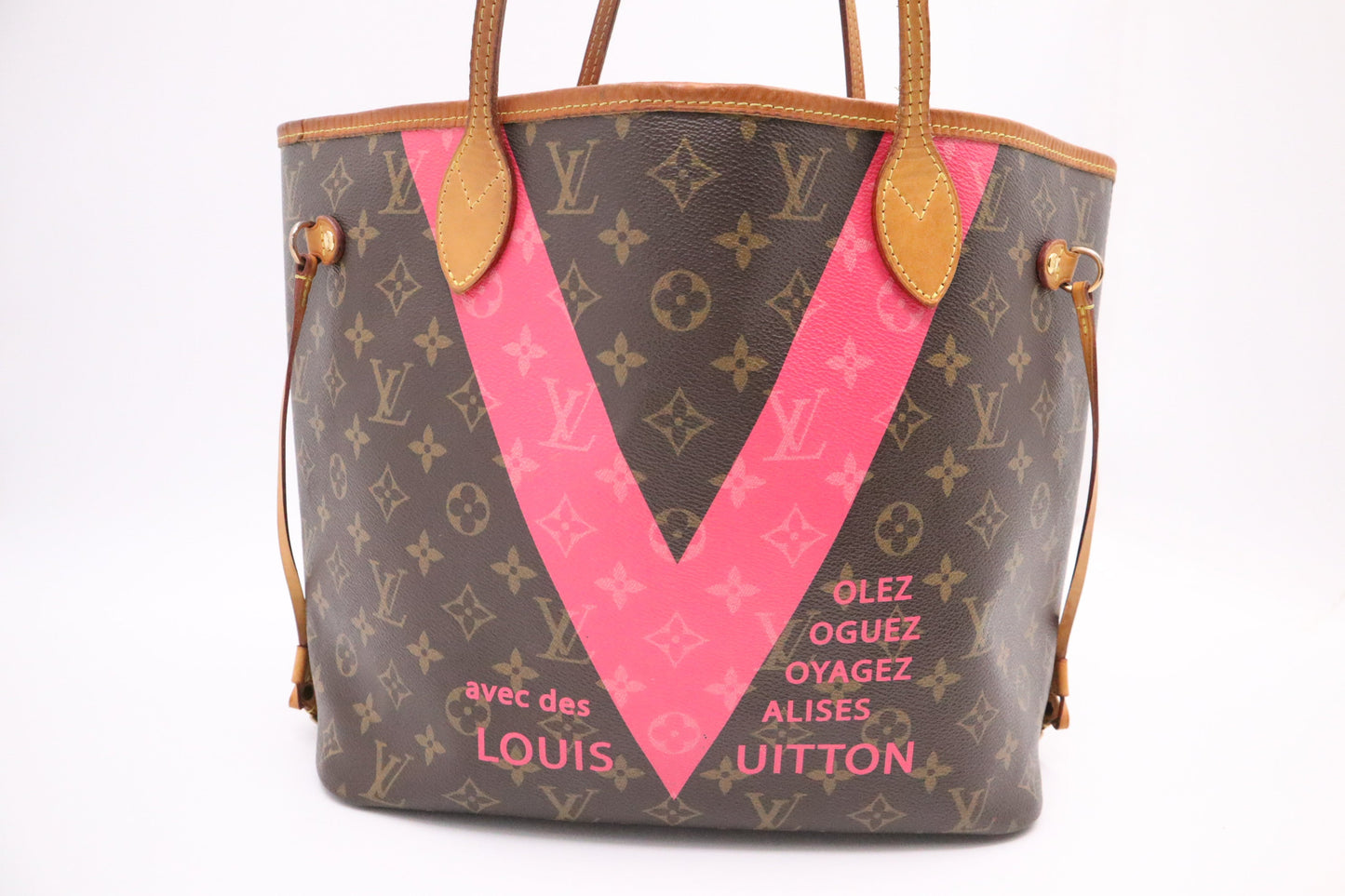 Louis Vuitton Volez Voguez Valises Neverfull Monogram Pink MM Canvas Tote Bag
