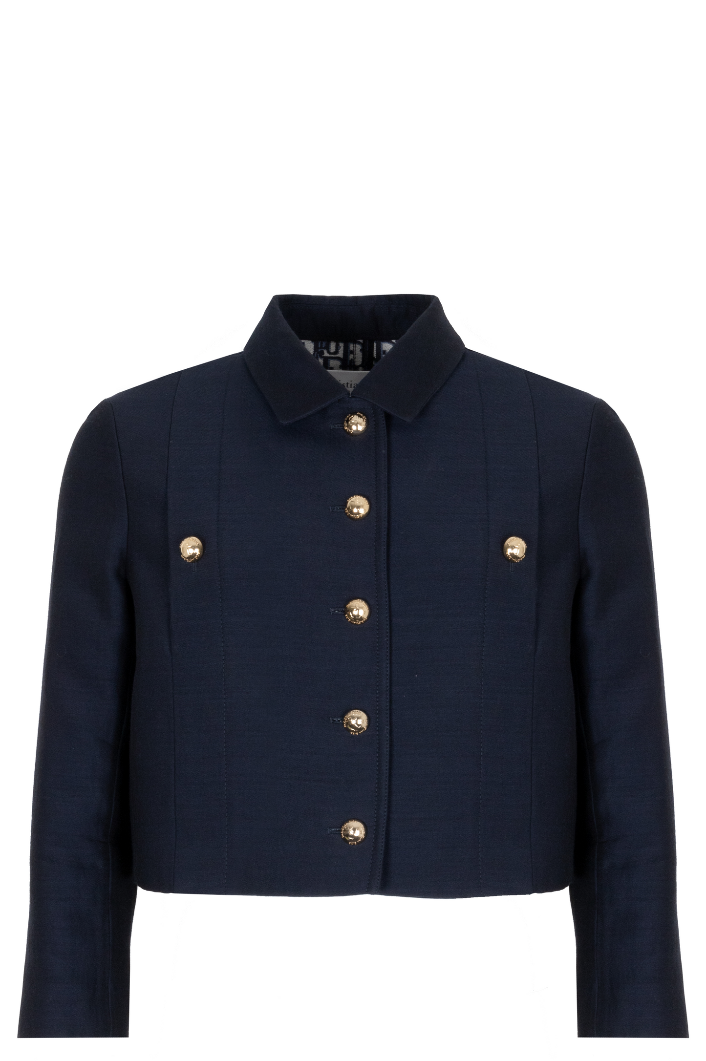 Dior Cropped Jacket Wool Silk Navy Handbag