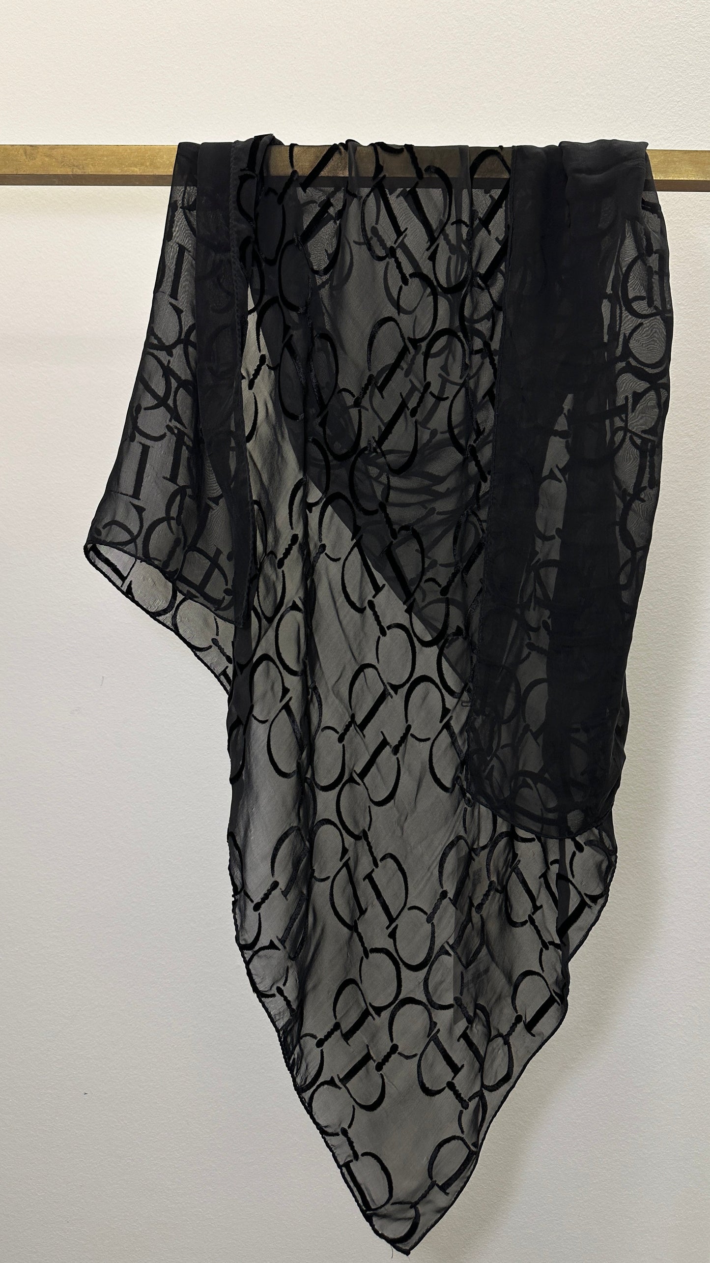 Dior Scarf Organza Silk Black Logo