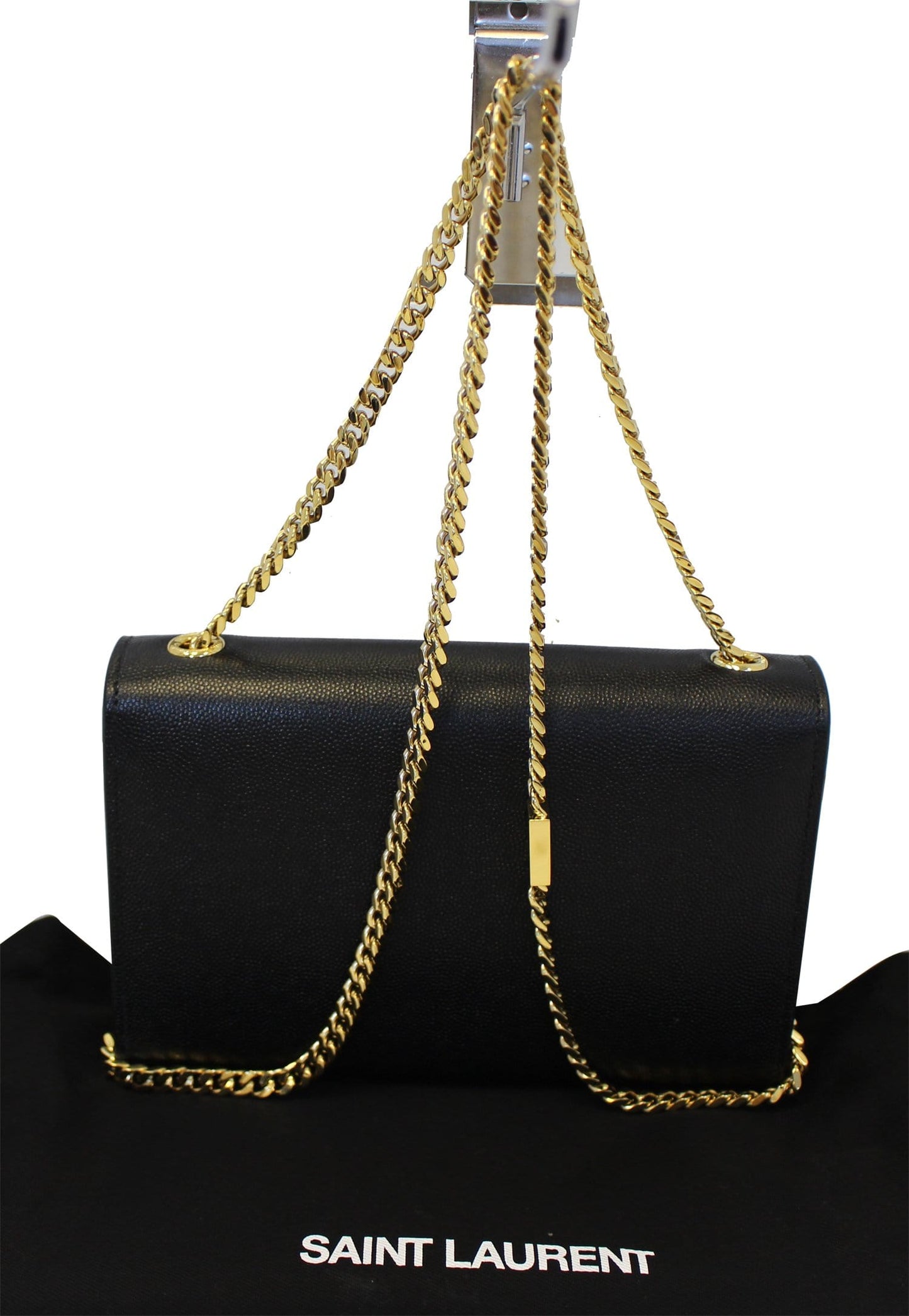 YSL Saint Laurent Yves Kate Clutch Crossbody Bag Leather Black Gold Clutch Bag Crossbody Bag Tt2692
