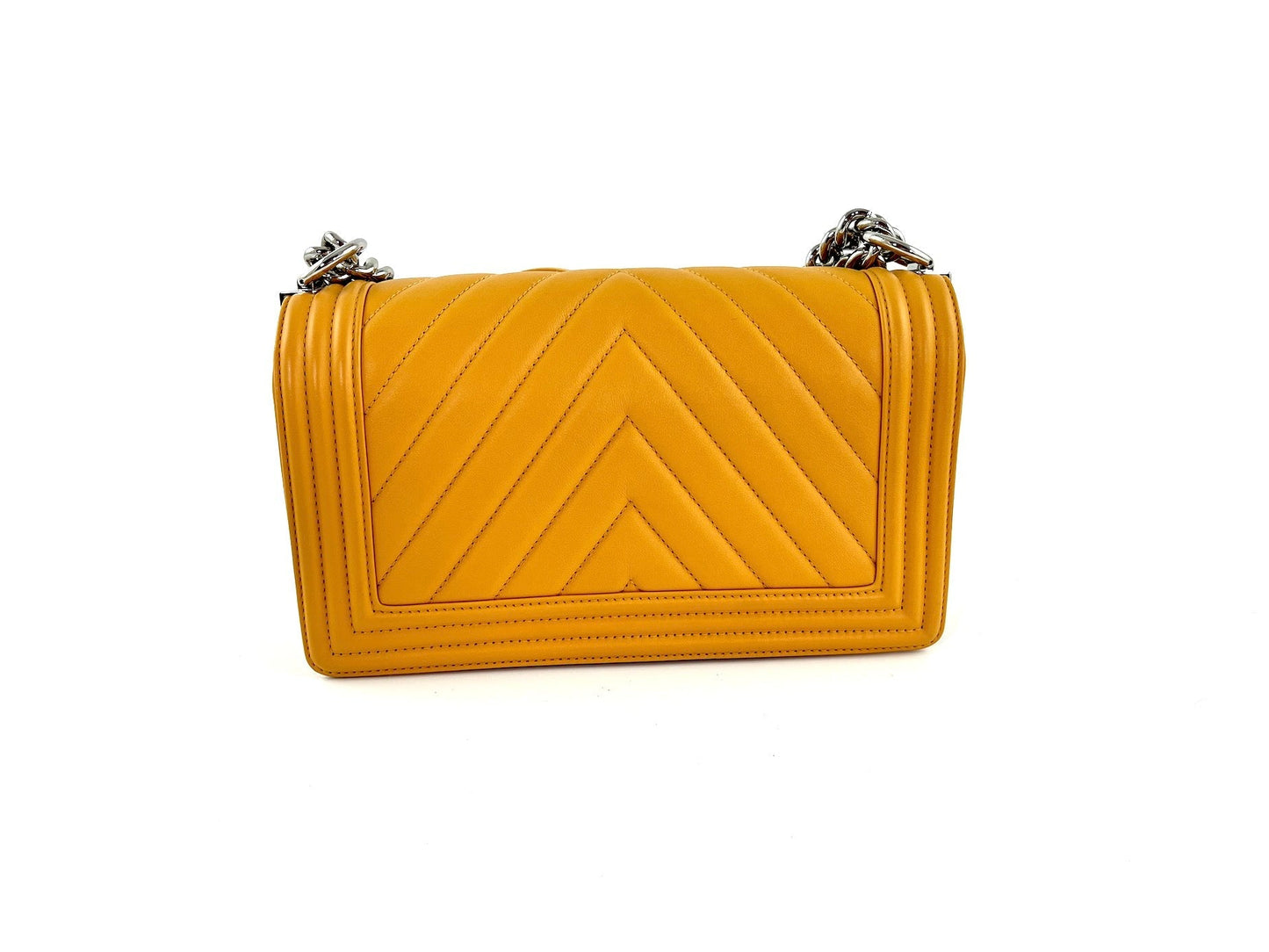 Chanel Boy Old Medium Yellow Chevron Quilted Calfskin Accessory