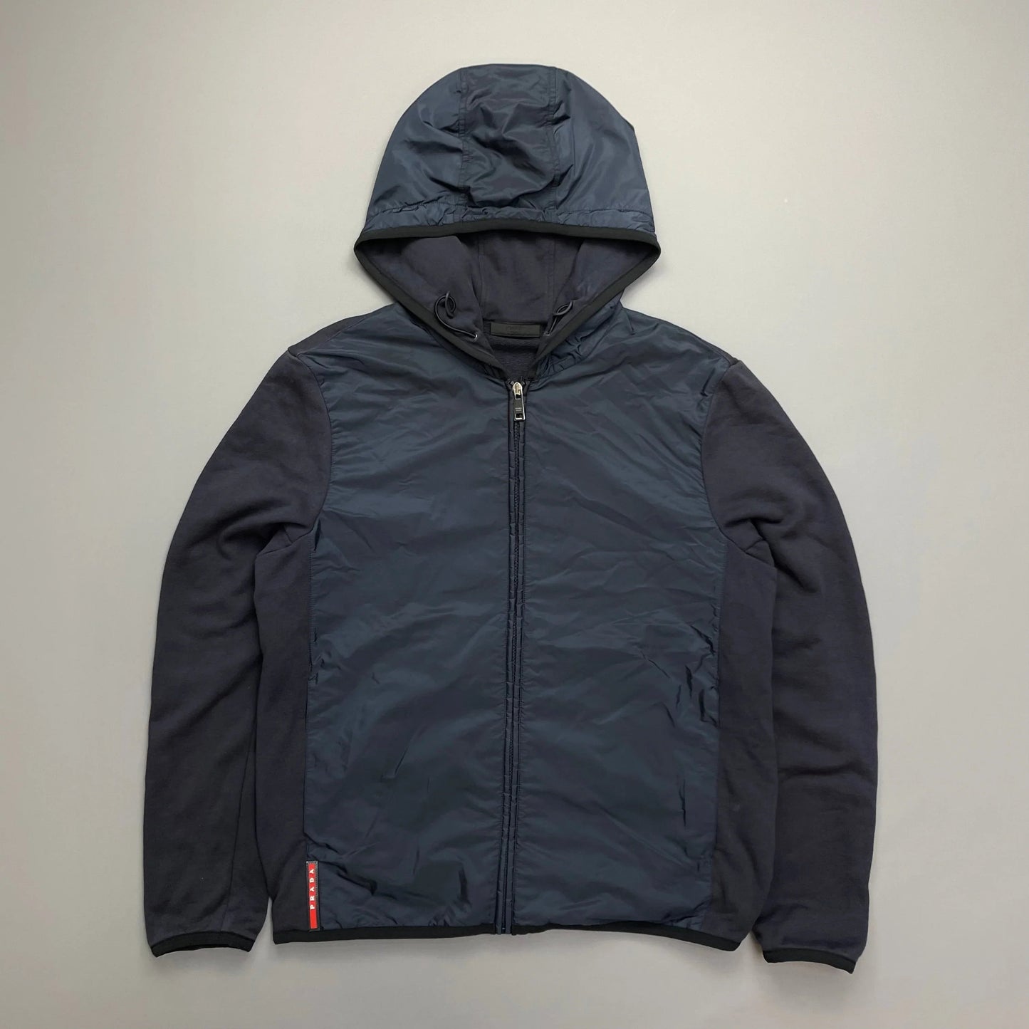 Prada Handbag Sport Panel Hoodie Jacket Nylon Navy