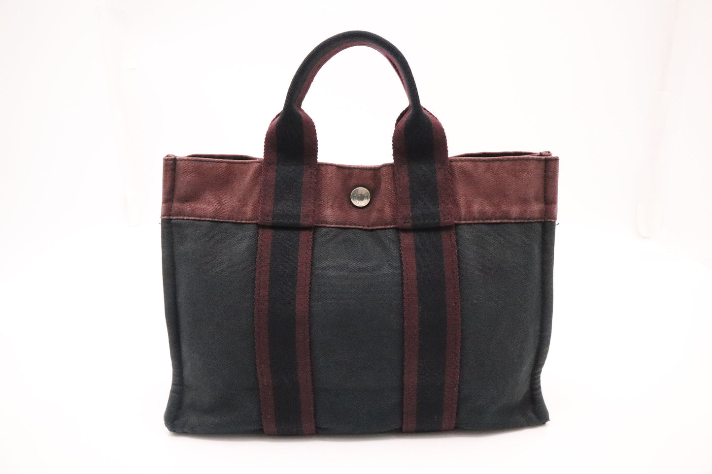 Hermes Fourre Tout Pm In Navy And Maroon Canvas Travel Bag