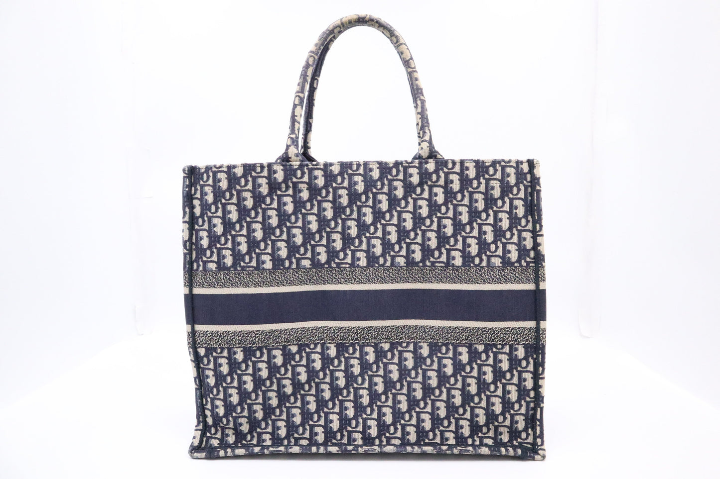 Dior Book Tote In Navy Oblique Embroidery Handbag Canvas Large Tote Bag
