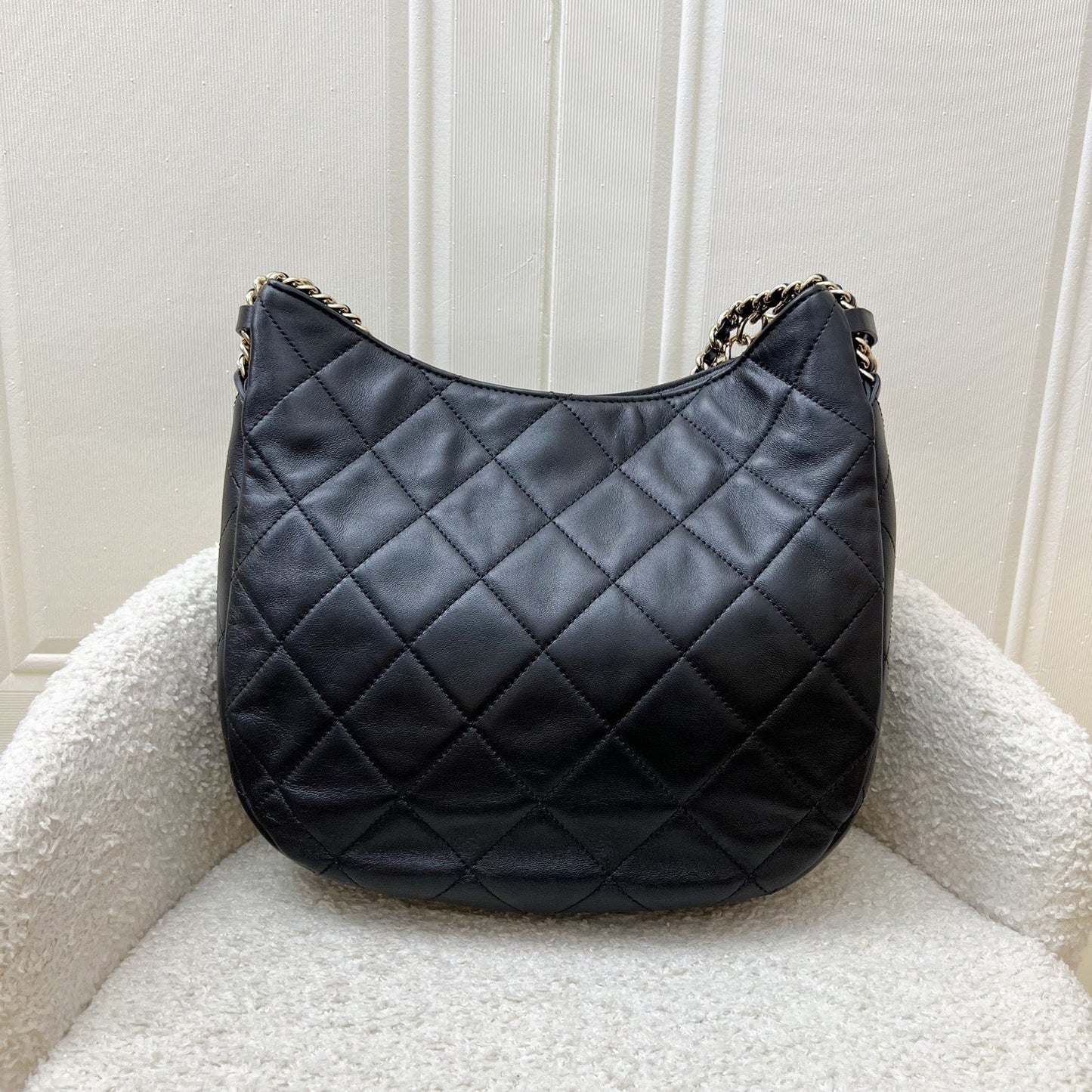 Chanel Hobo Bag in Black Lambskin and LGHW (Model: )