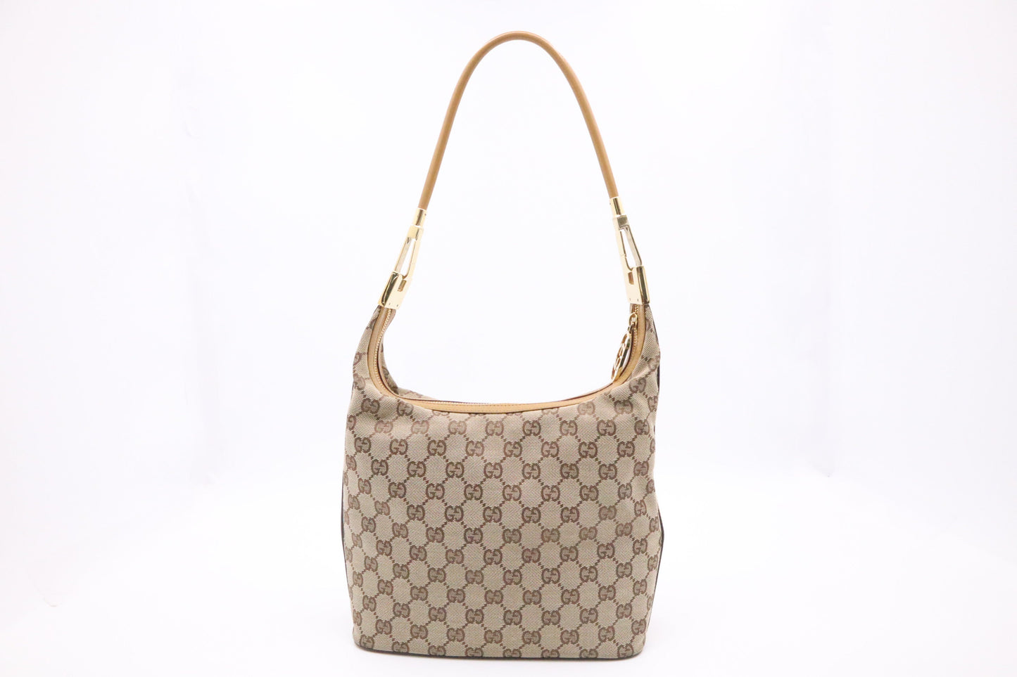 Gucci GG & Leather Canvas Tan Shoulder Bag