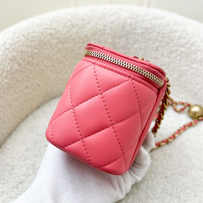 Chanel Pearl Crush Mini Cube Vanity in Coral Pink Lambskin and AGHW (Model: )
