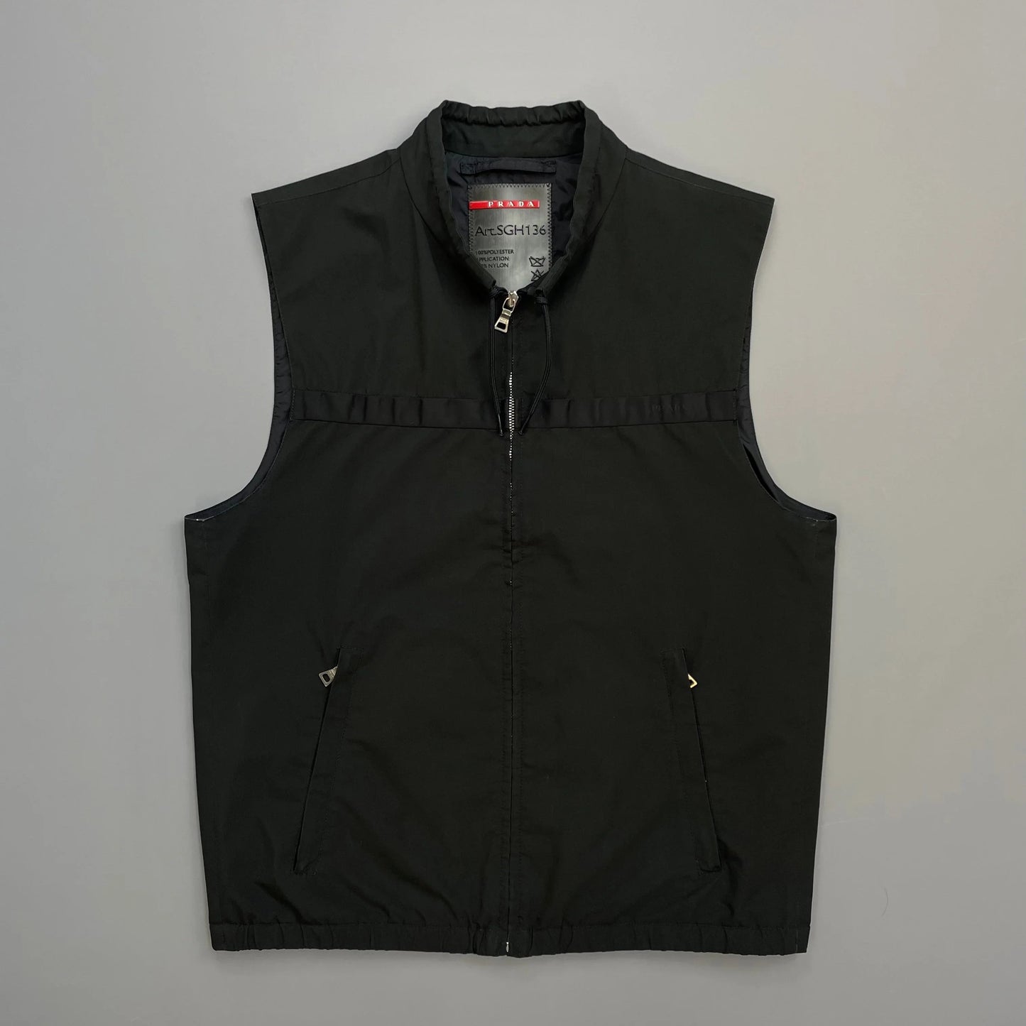 Prada Handbag Sport Windstopper Toggle-Collar Gilet Vest Black