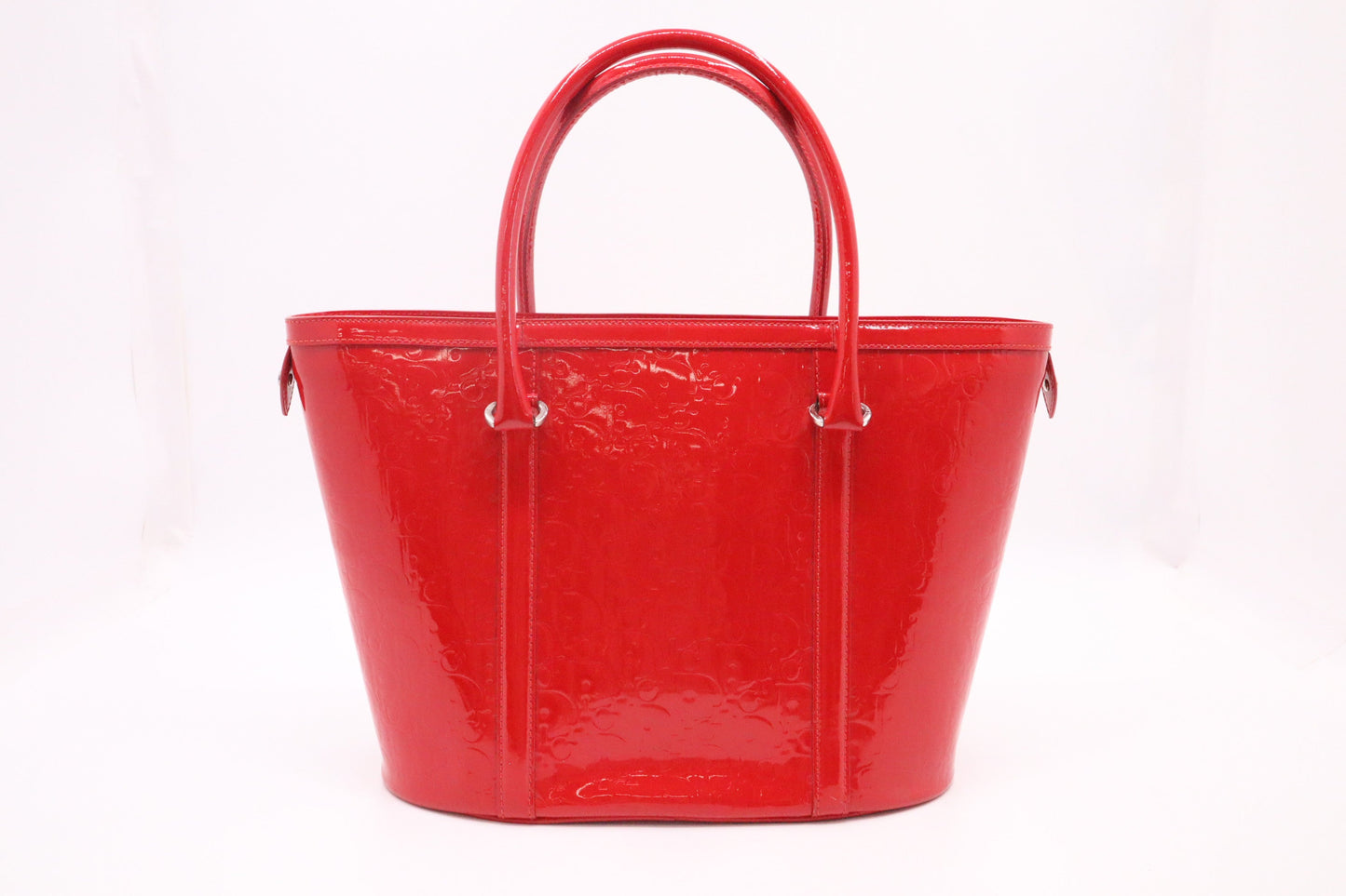 Dior Tote In Oblique Patent Handbag Leather Red Tote Bag