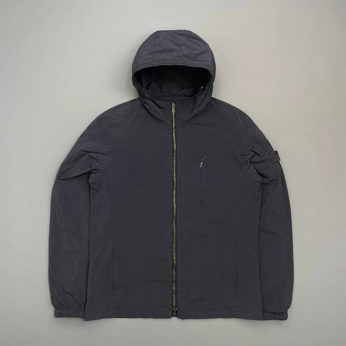 Prada Handbag Milano Line Panel Windbreaker Jacket Nylon Blue