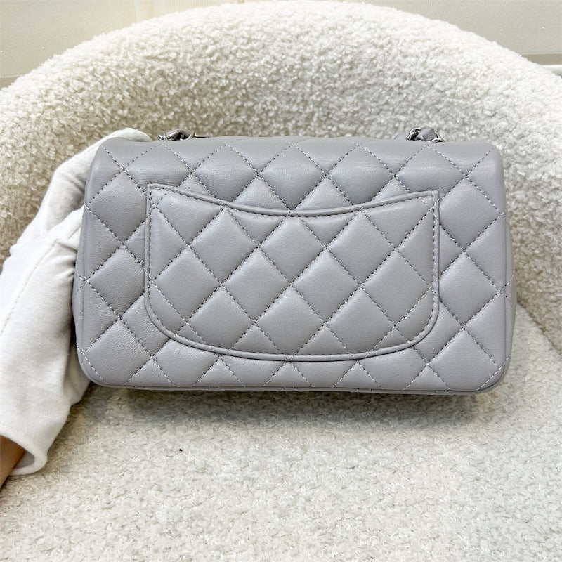 Chanel Mini Rectangle Flap in Grey Lambskin SHW Accessory