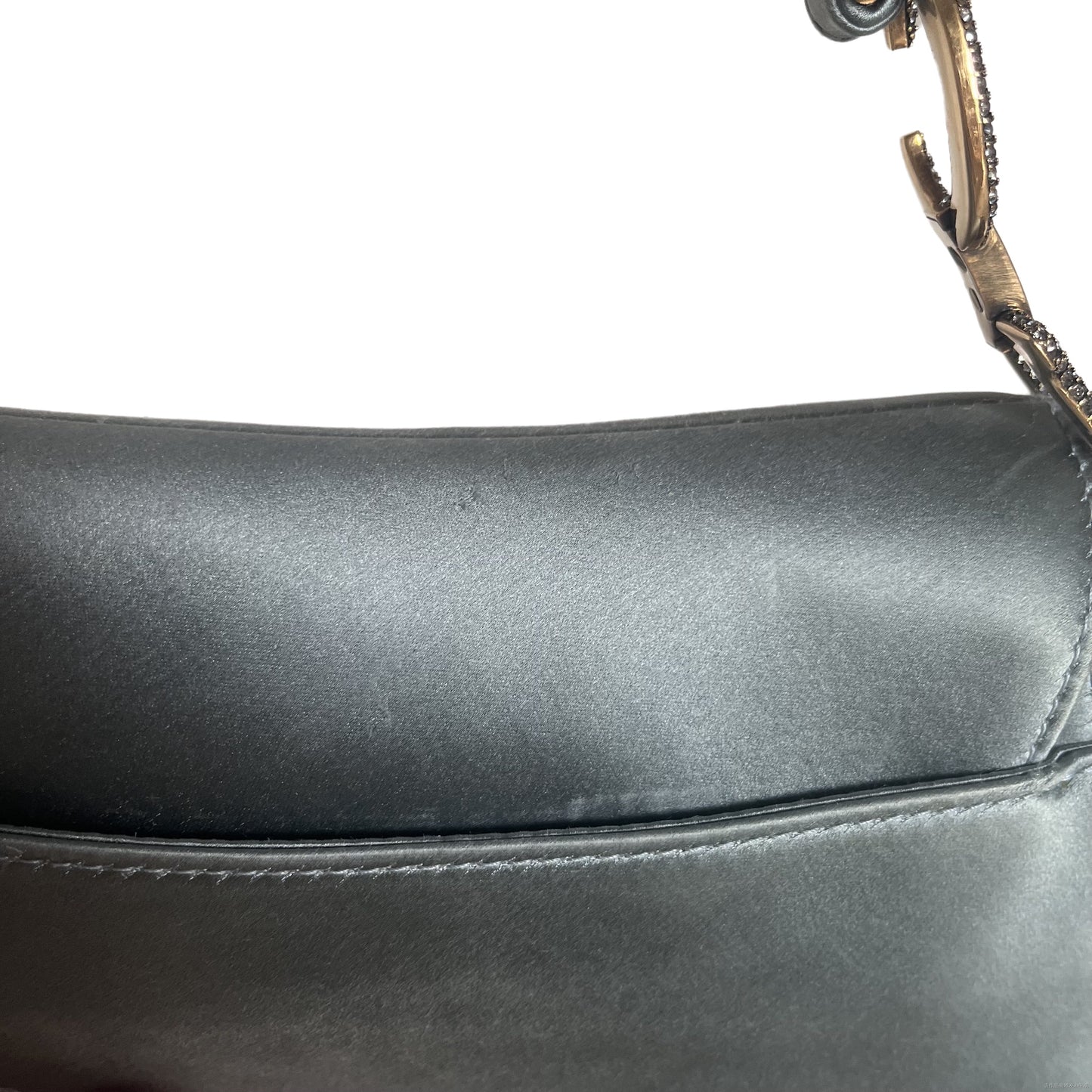 Dior Saddle Silk Grey With Crystal Embedded Buckles Blue Mini Travel Bag