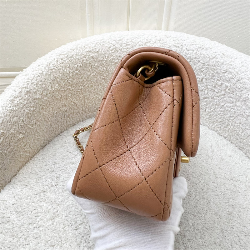 Chanel Pearl Crush Mini Rectangle Flap in Caramel Lambskin AGHW () Accessory