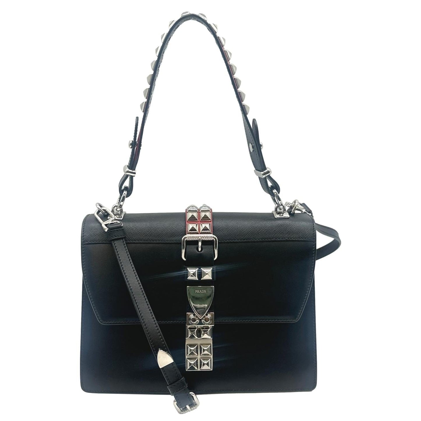 Elektra Calf Saffiano Shoulder Bag Leather Black
