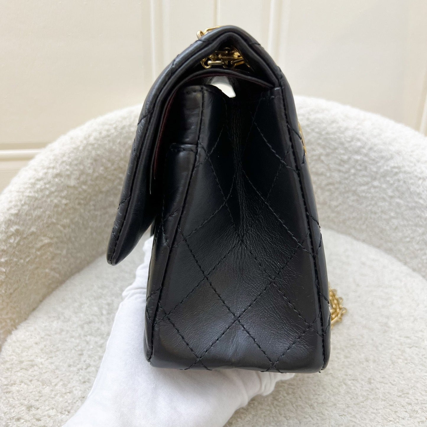 Chanel 2.55 Reissue Large 226 Flap in Black Distressed Calfskin and AGHW Accessory