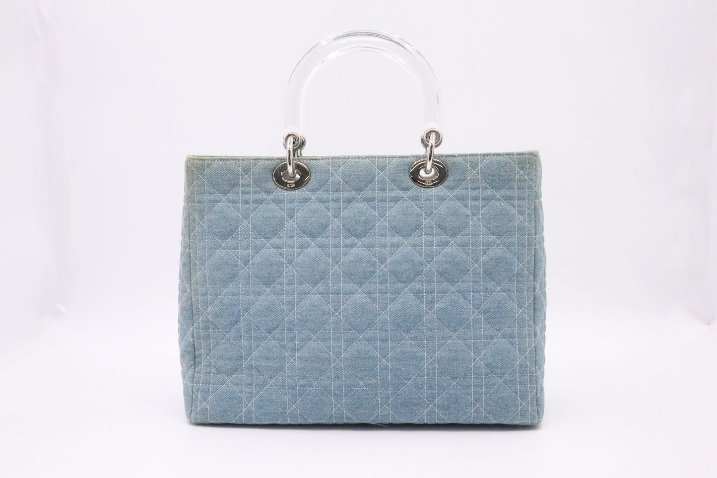 Dior Lady In Cannage Handbag Denim Large Travel Bag
