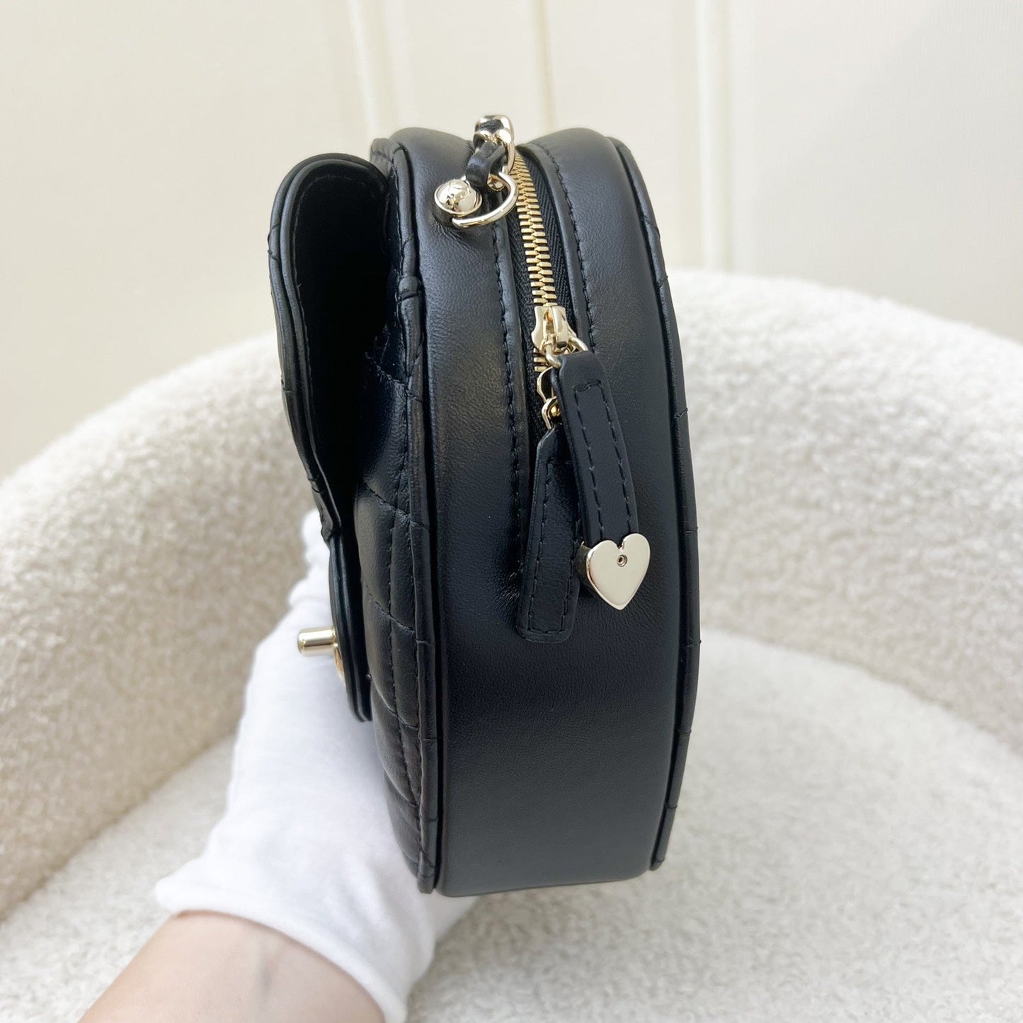 Chanel Large Heart in Black Lambskin and GHW Accessory
