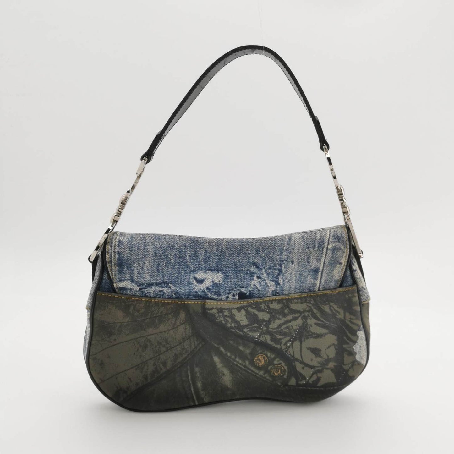 Dior Speedway Print Double Saddle Handbag Denim Travel Bag