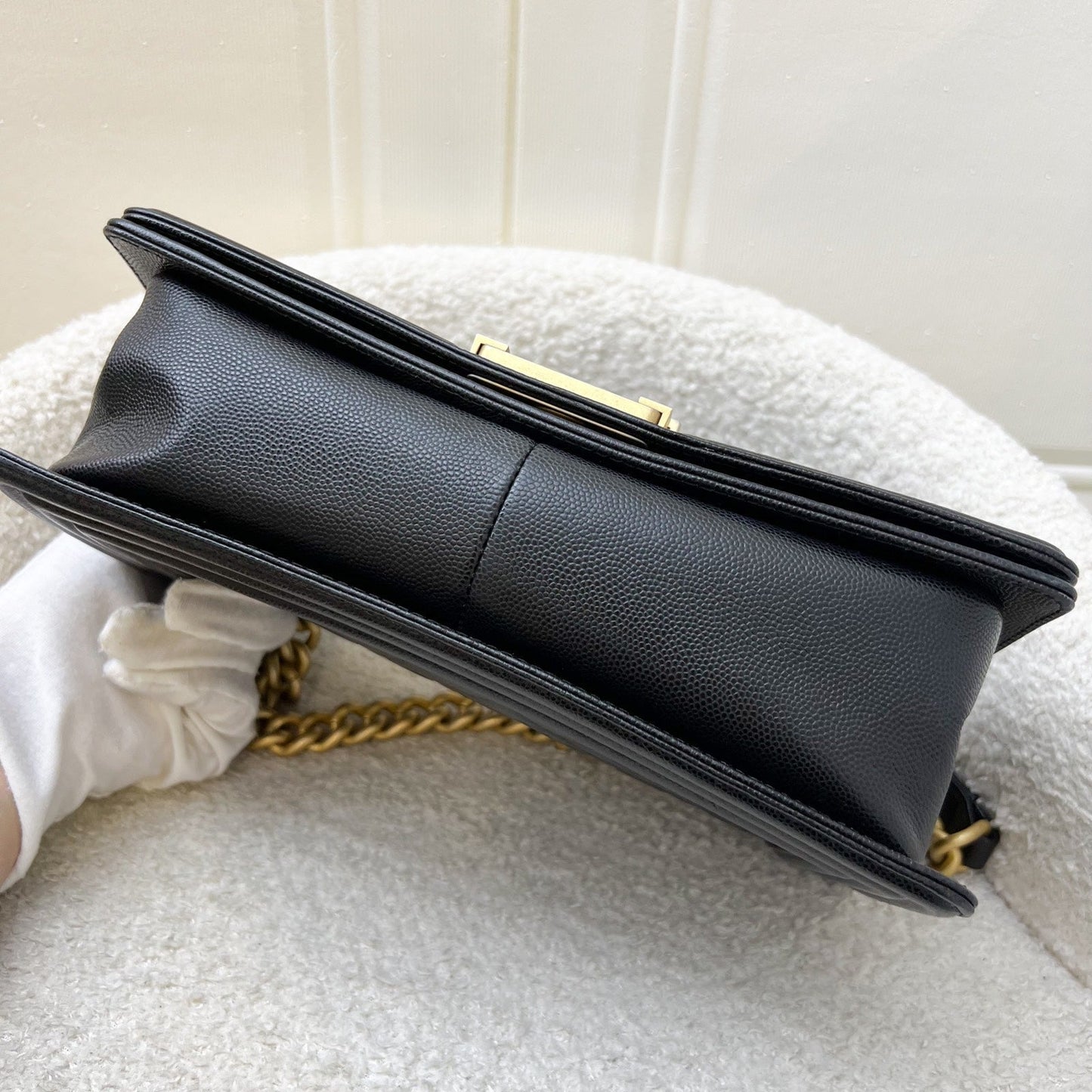 Chanel Medium Boy Flap in Black Caviar and AGHW Accessory