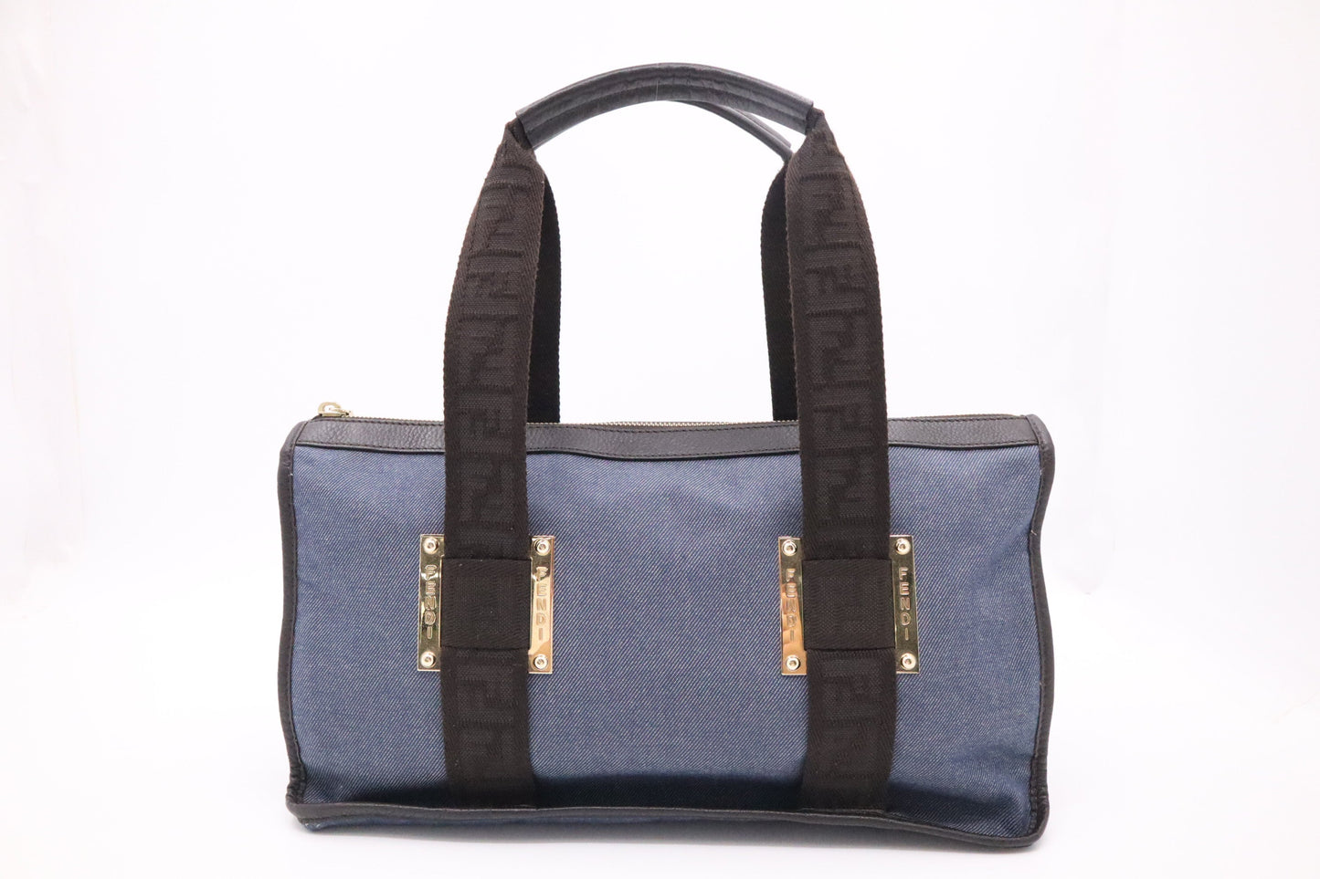 Fendi Handbag In Canvas Denim Blue Travel Bag