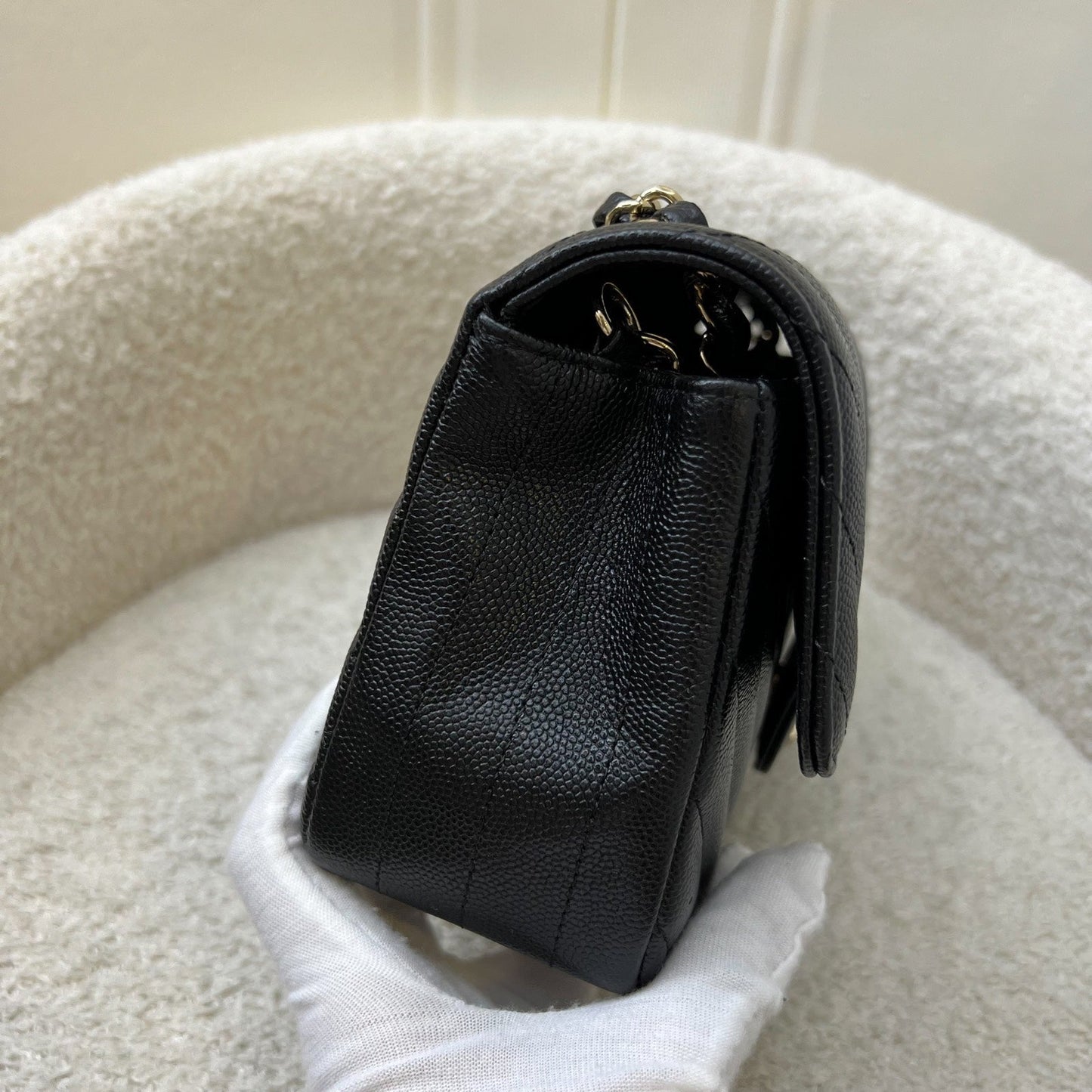 Chanel Classic Mini Rectangle Flap in Chevron Quilted Black Caviar and LGHW Accessory