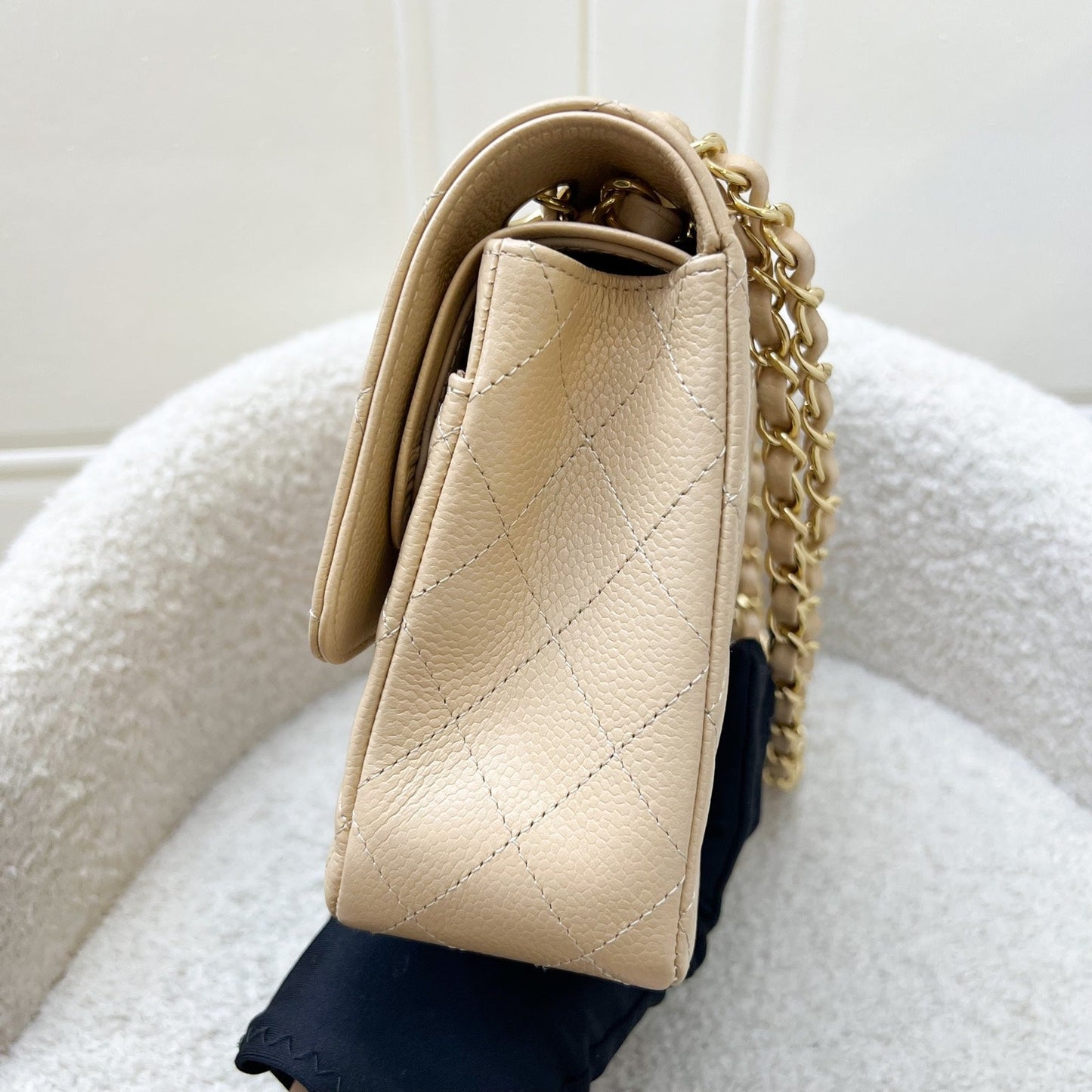Chanel Medium Classic Flap CF in Beige Caviar and GHW Accessory