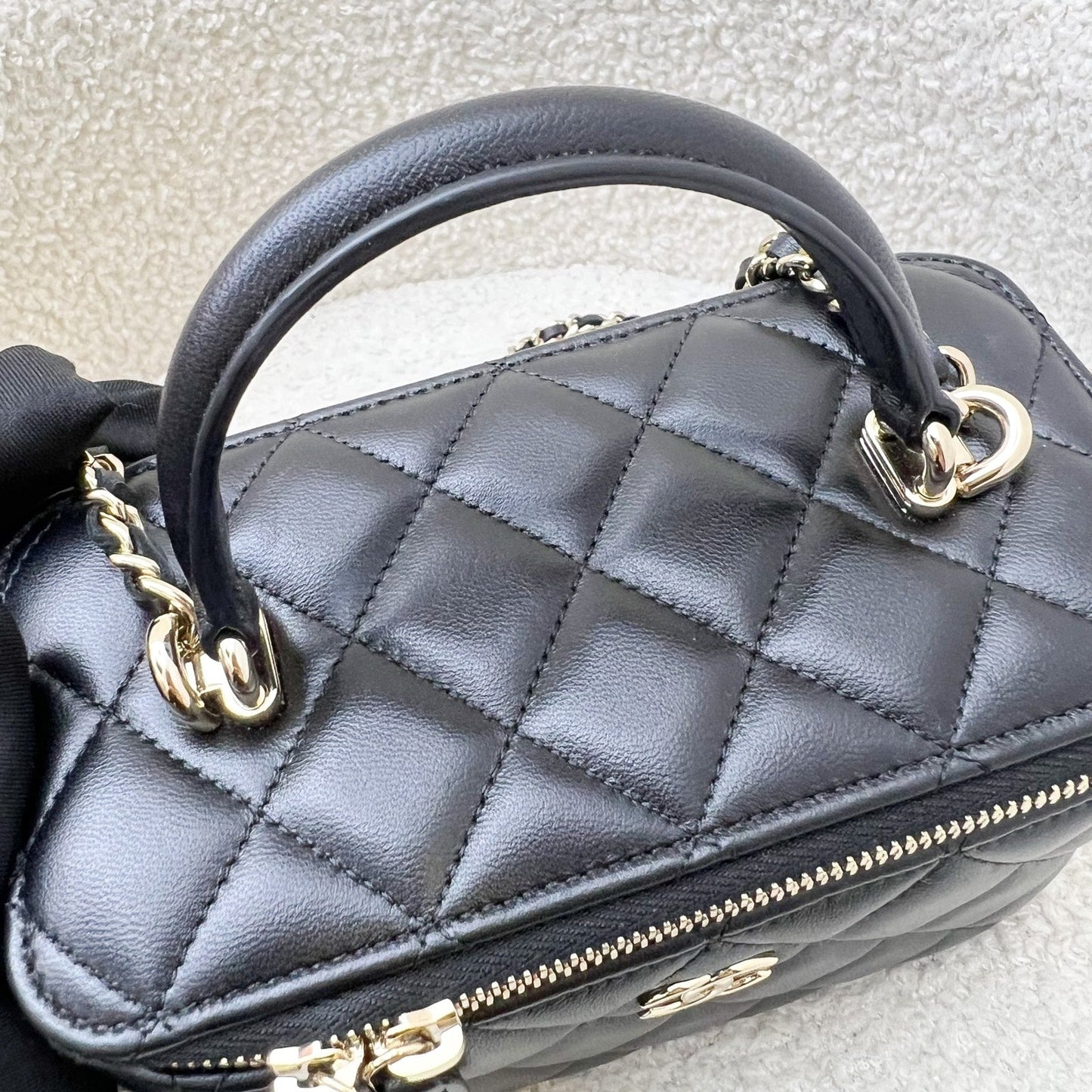Chanel Top Handle Small Vanity in Black Lambskin and LGHW (Model: )