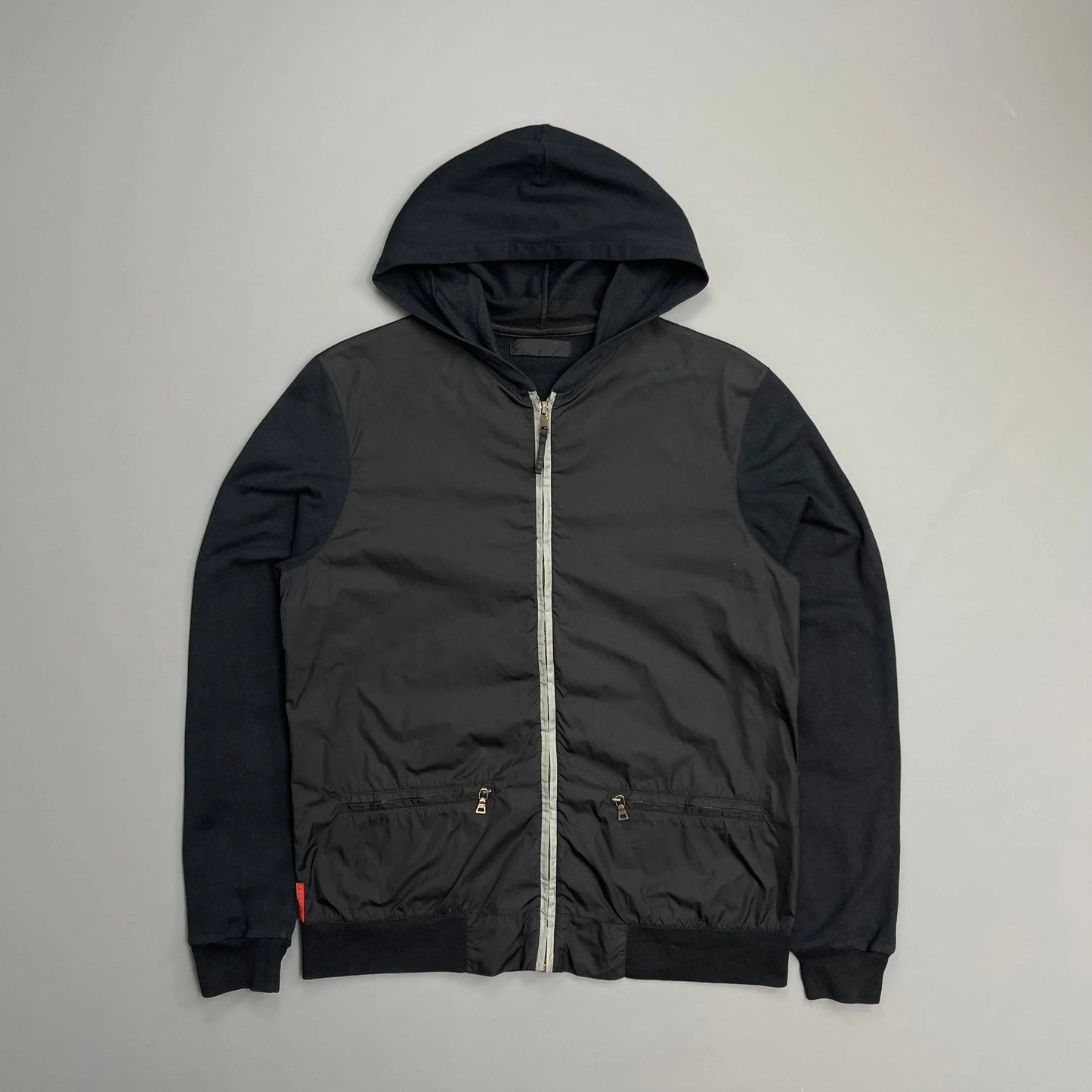 Prada Handbag Sport 00s Panelled Lightweight -Through Hoodie Nylon Navy Zip