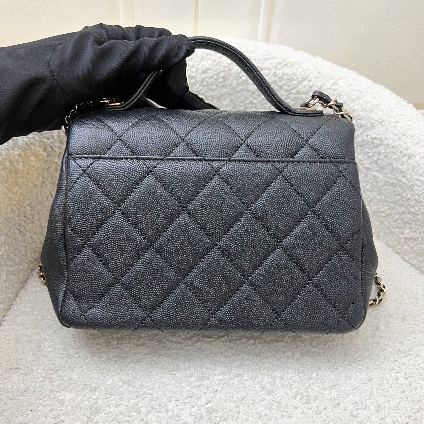 Chanel Small Business Affinity Flap in Black Caviar and LGHW Accessory