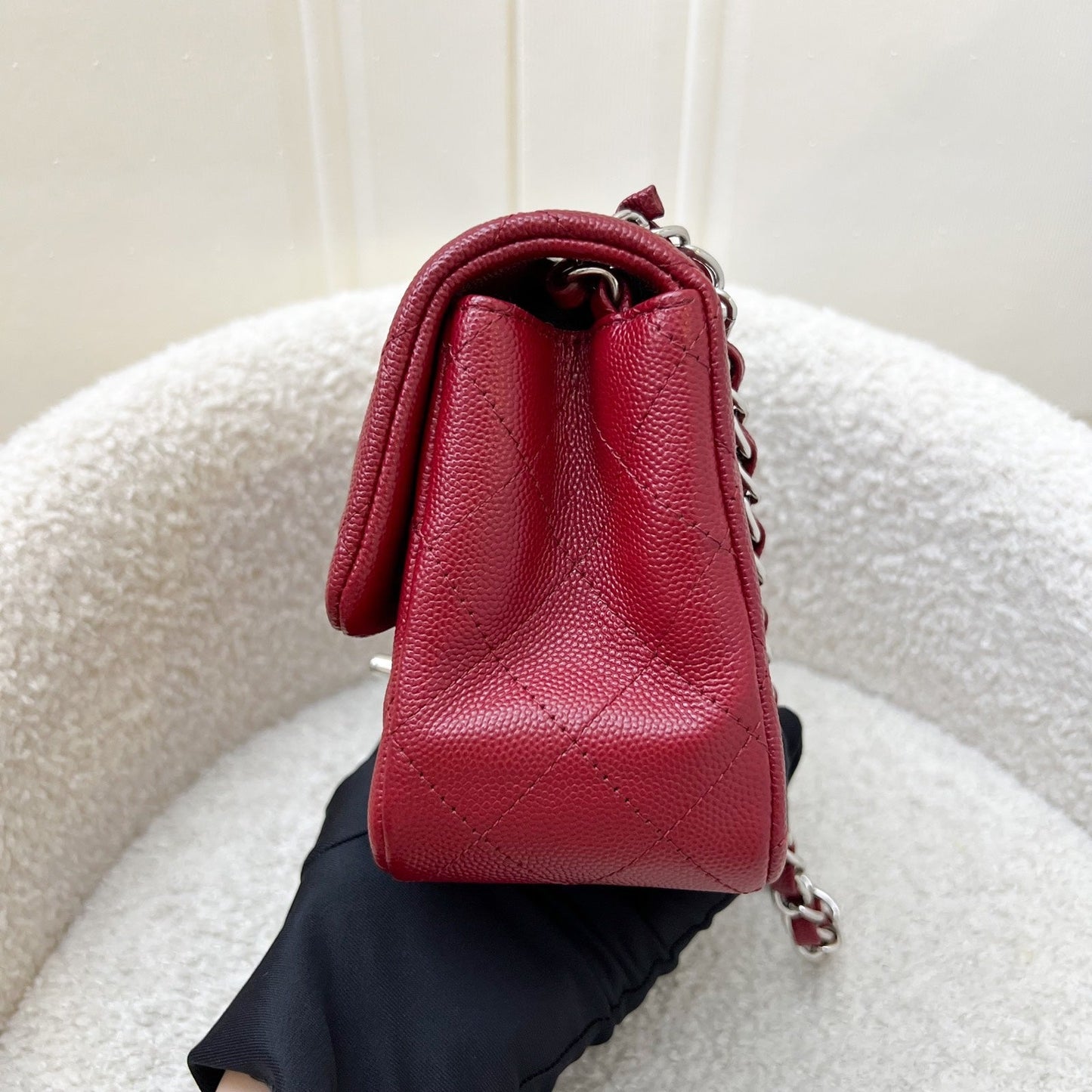 Classic Square Mini Flap in Red Caviar and SHW Accessory Signature