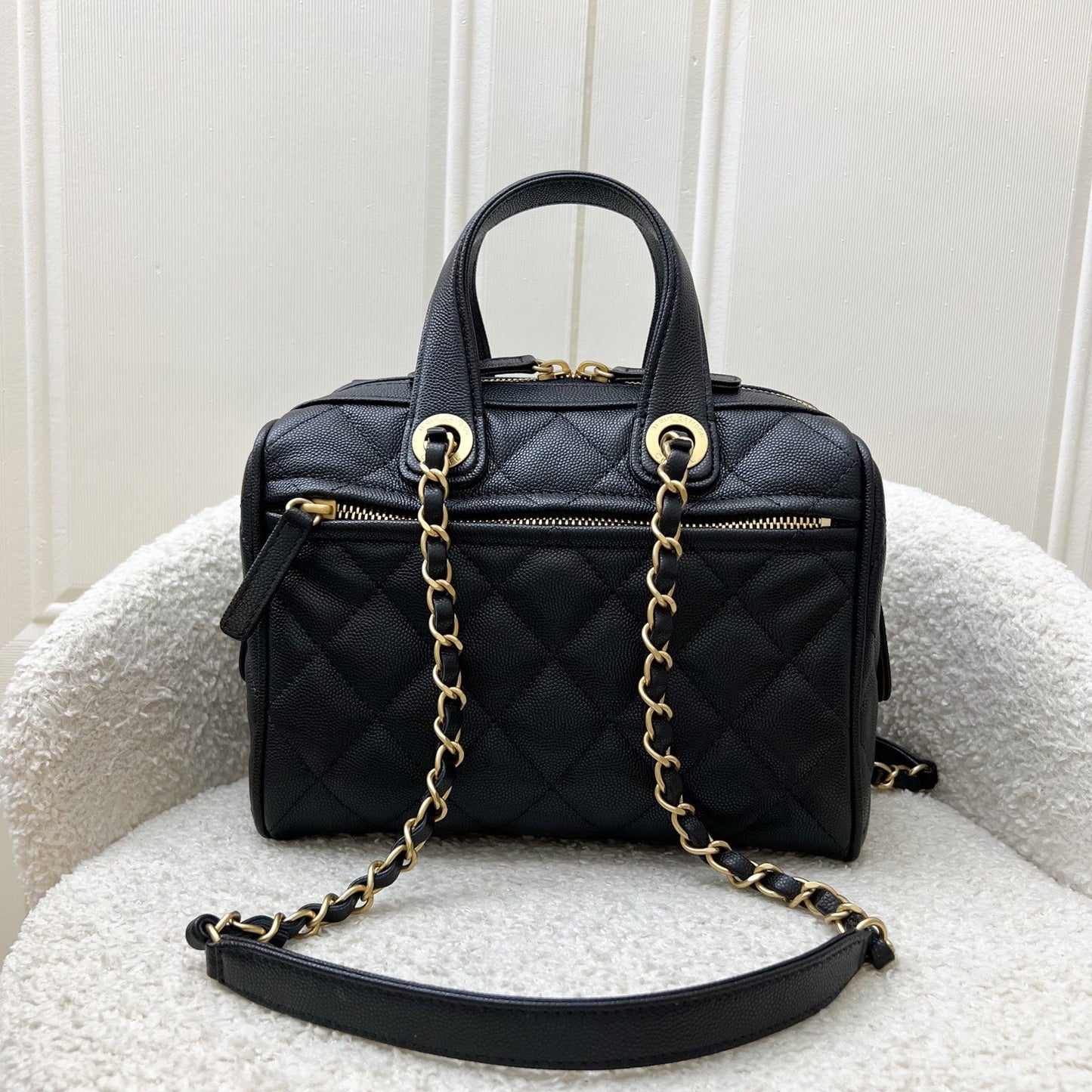 Chanel Small Bowling in Black Caviar and AGHW (Model: ) Accessory