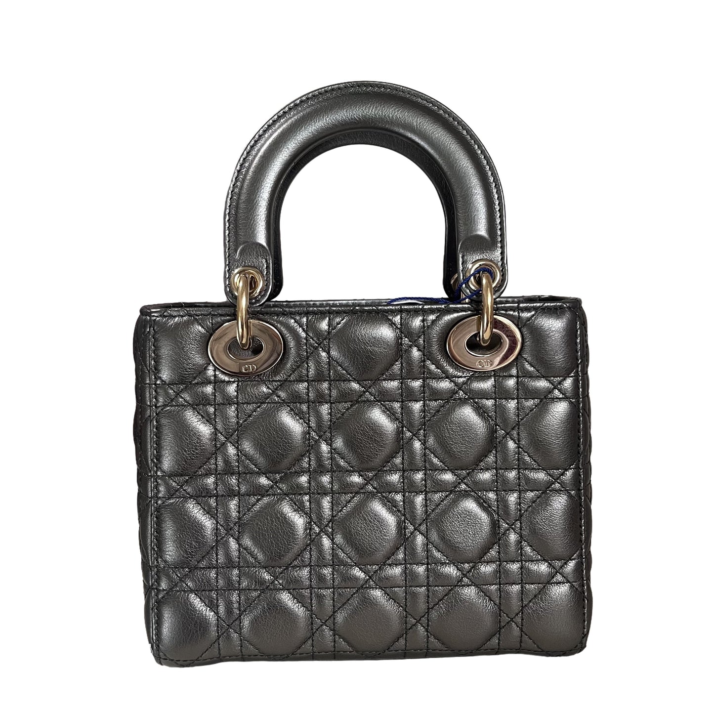 Dior Lady Abc Gunmetal Grey Cannage Lambskin Handbag Small Travel Bag