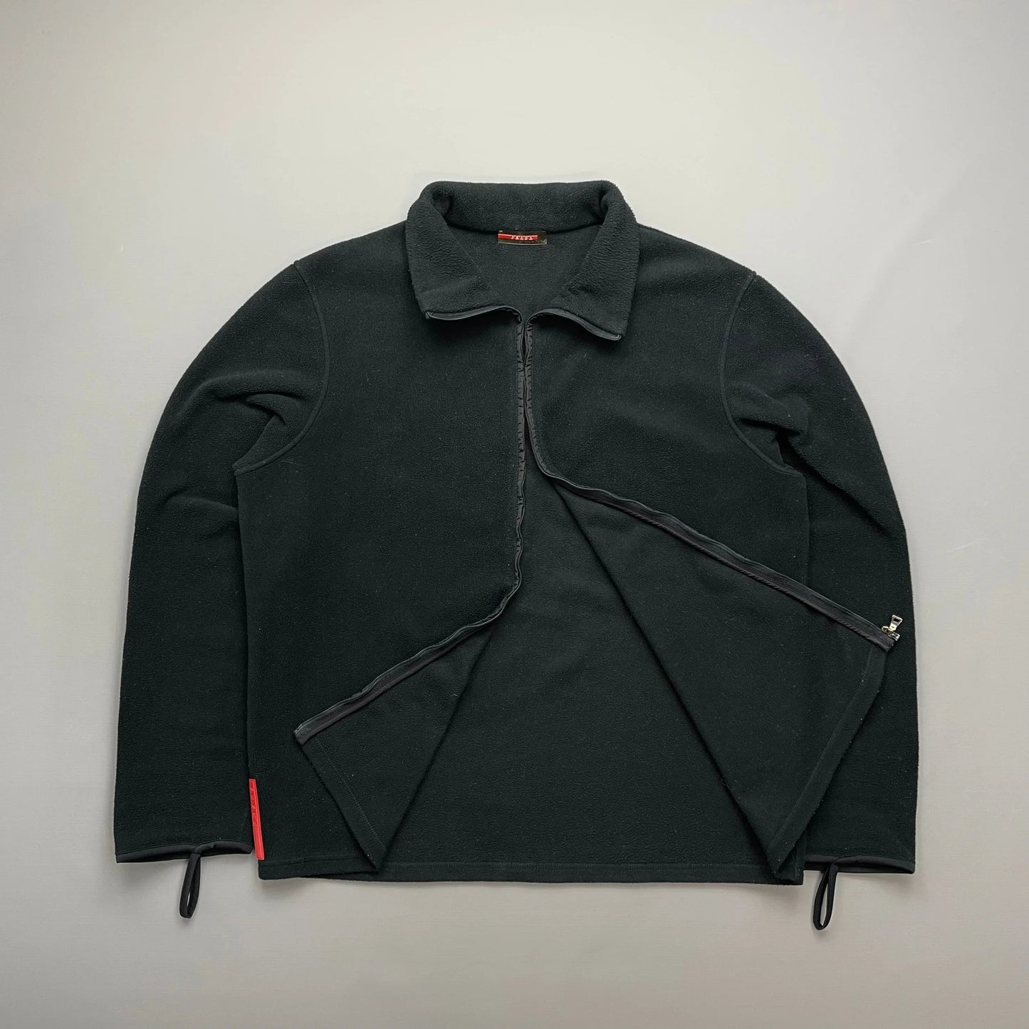 Prada Handbag Sport Lightweight Panel Fleece Jacket Nylon Black