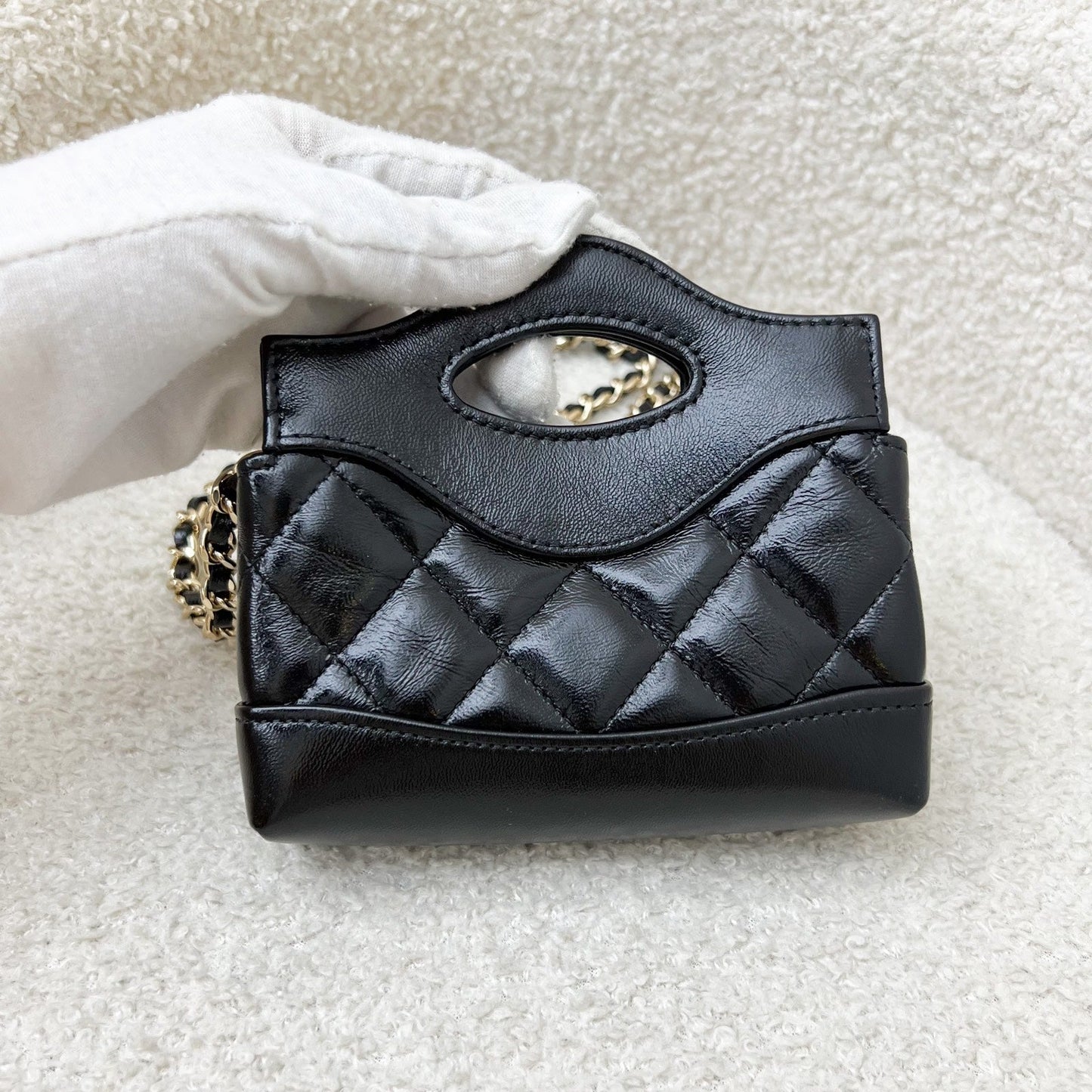 Chanel 31 Micro Shopping in Black Shiny Calfskin and LGHW Accessory