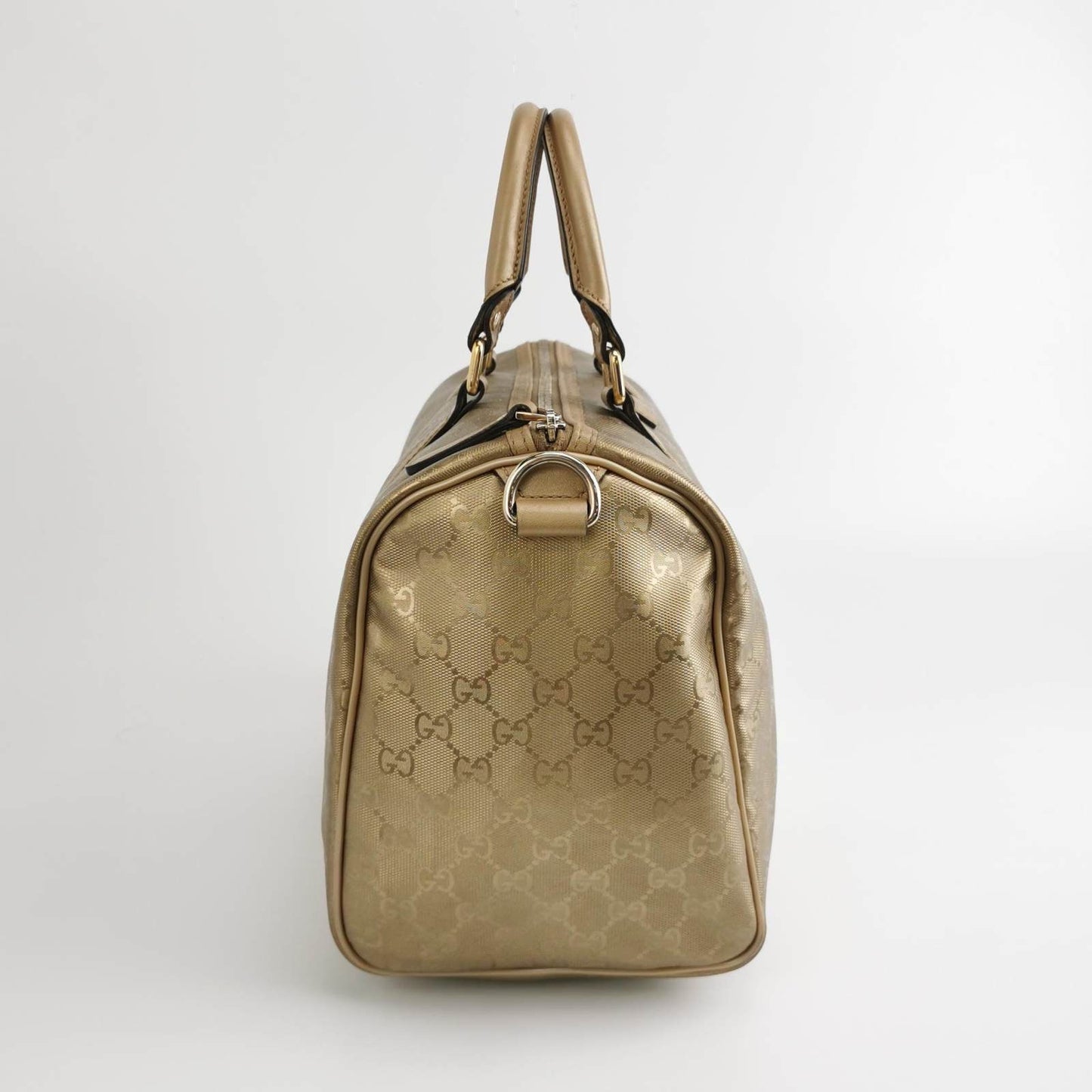 Gucci Joy Boston PU Monogram Gold Top Handle Handbag