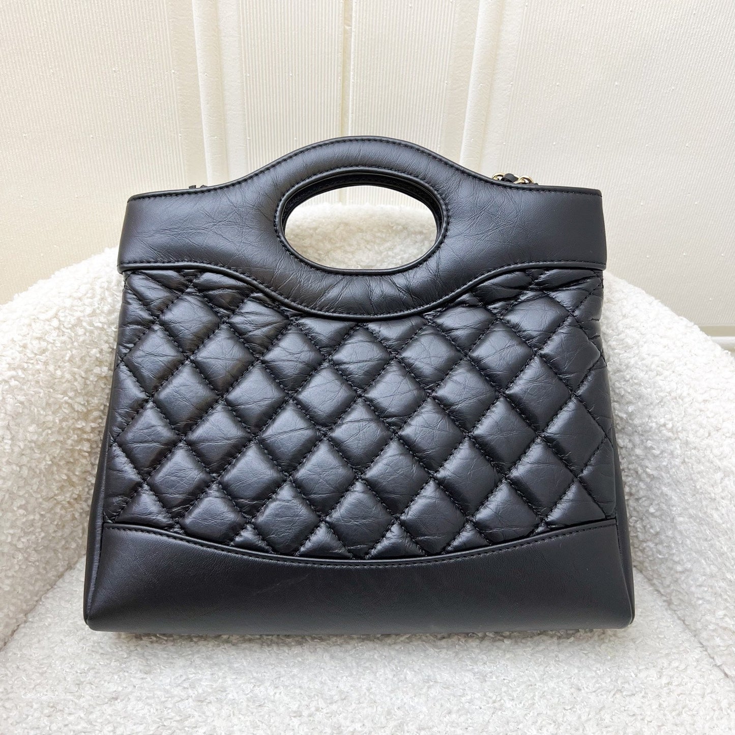 Chanel 31 Small / Mini Shopping in Black Matte Calfskin and LGHW Accessory