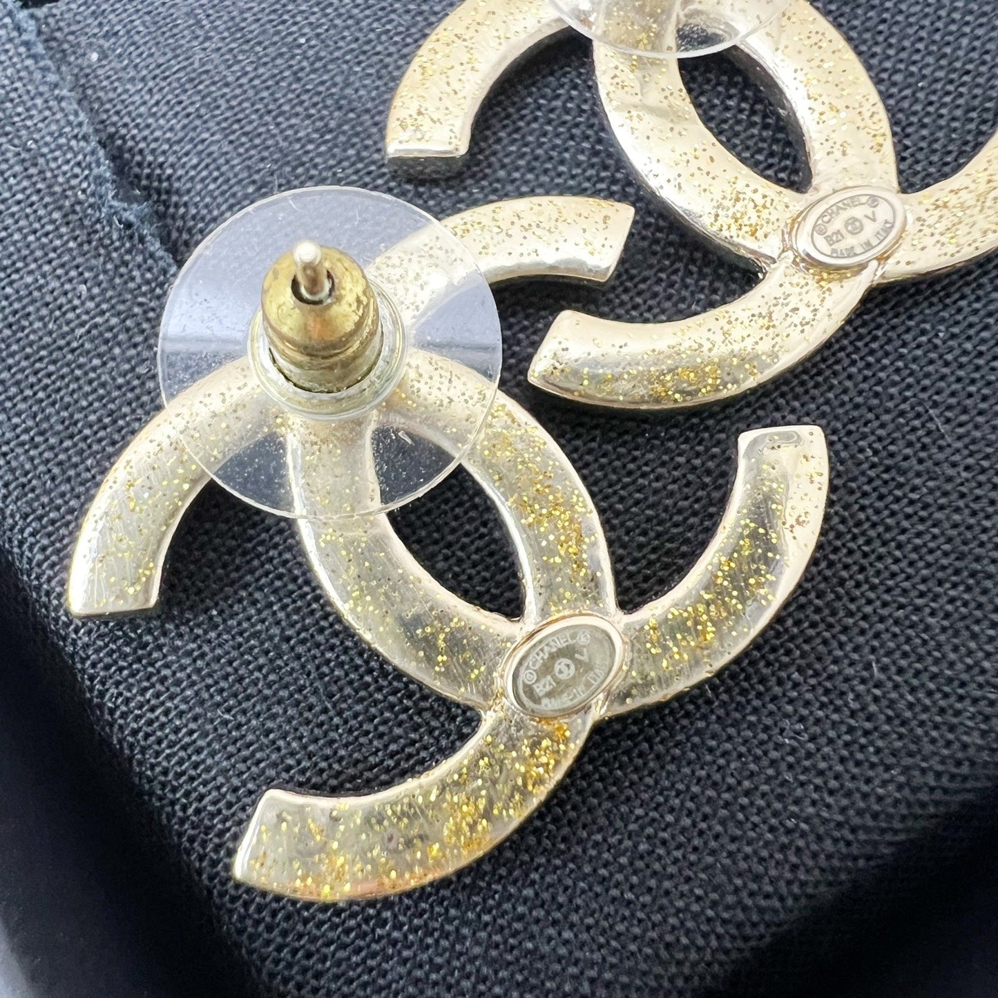 Chanel Medium CC Logo Earrings with Crystals in LGHW Jewelry