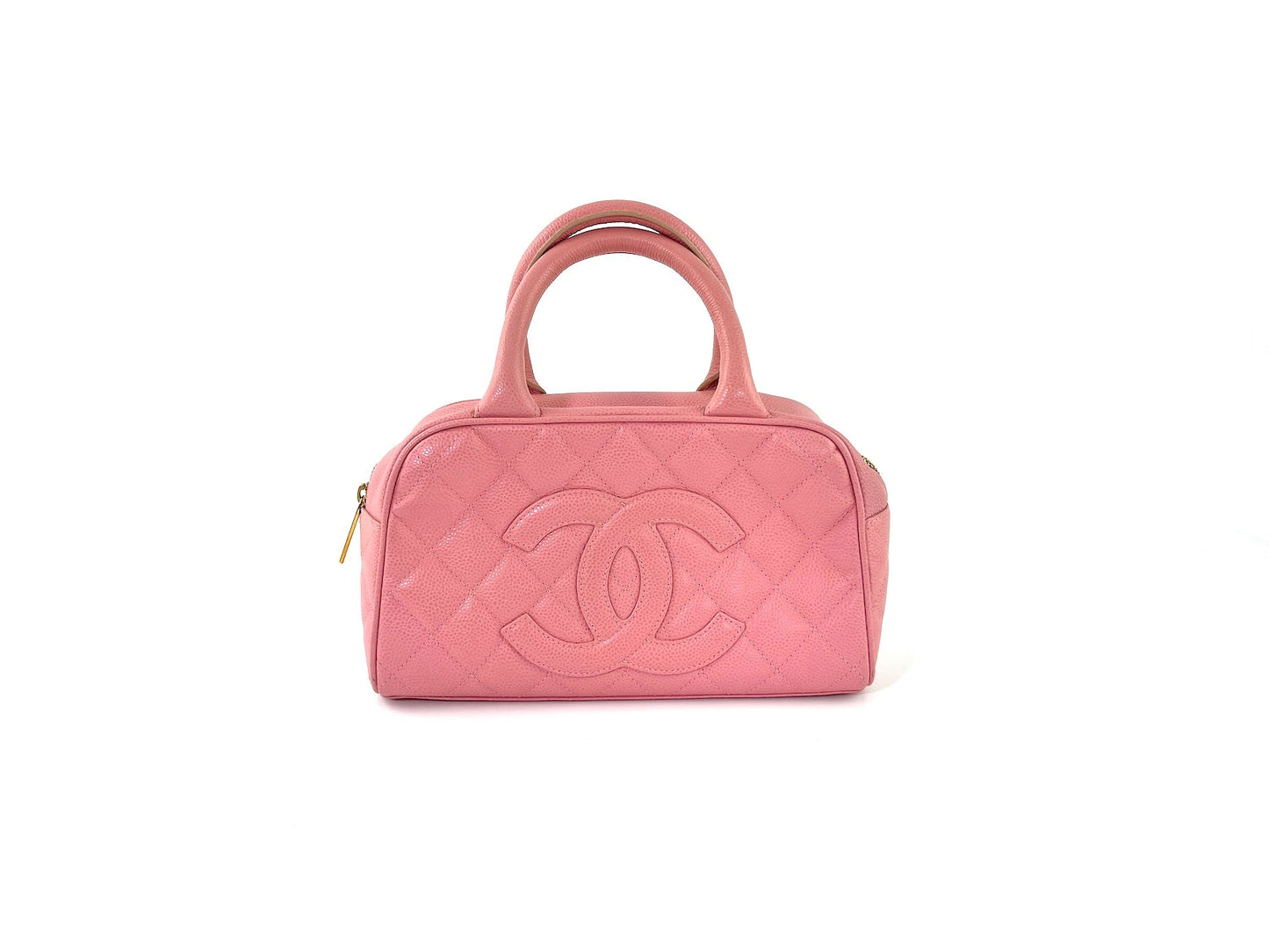 Chanel Timeless Pink Quilted Caviar Bowler Accessory
