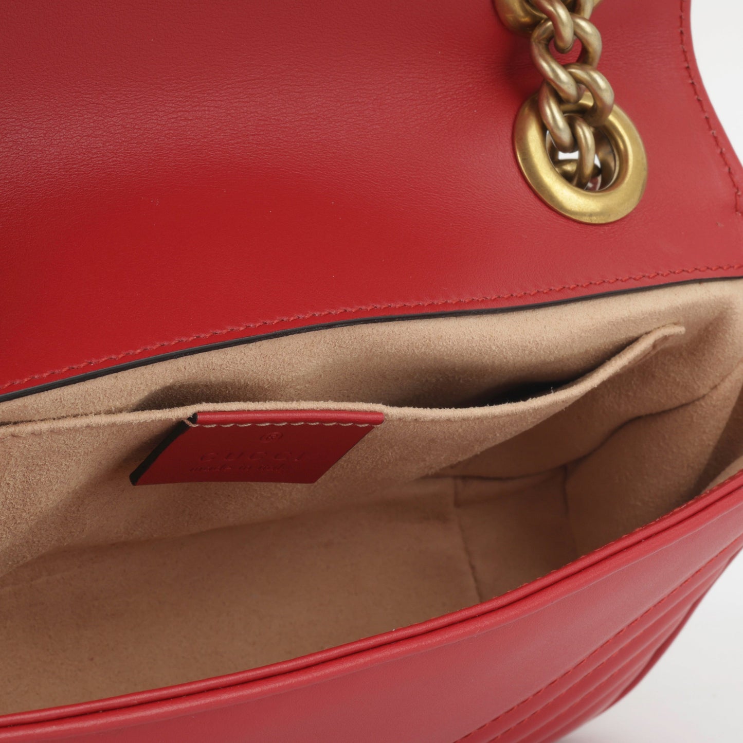 Gucci Marmont Calfskin Shoulder Bag Red Mini