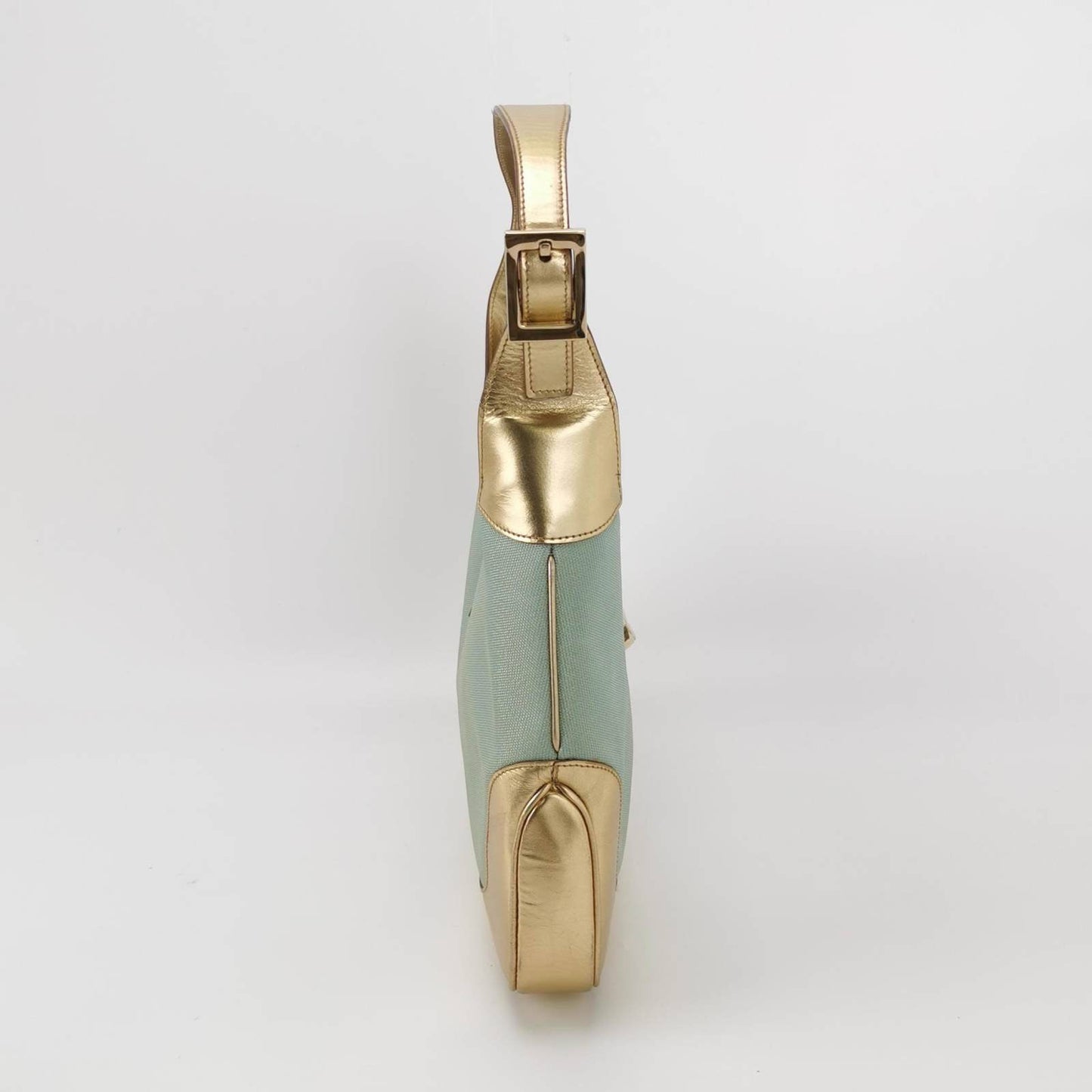 Gucci Jackie Leather Nylon Blue Gold Shoulder Bag