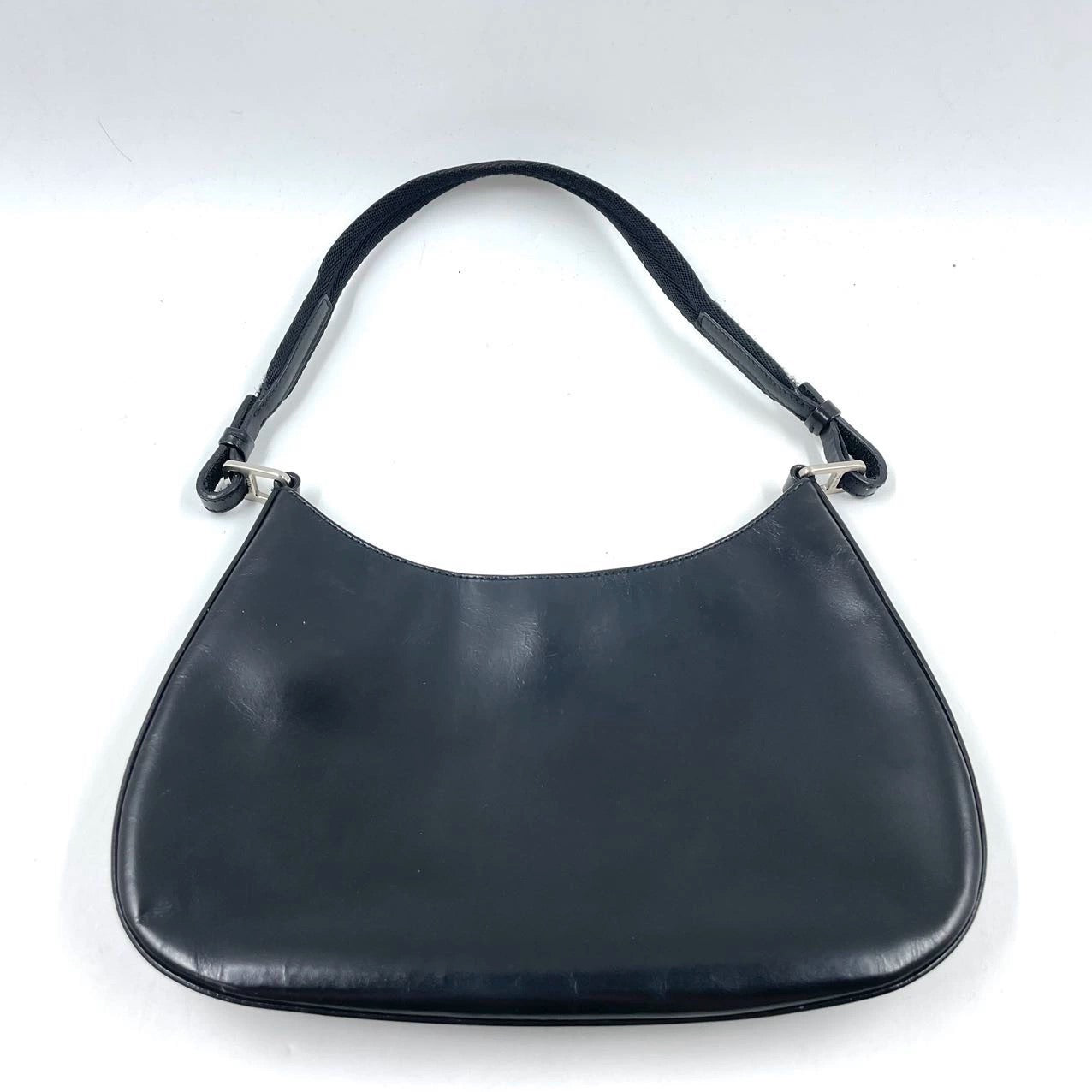 Prada Cleo Hardware Handbag Leather Black Travel Bag Hardware Handbag