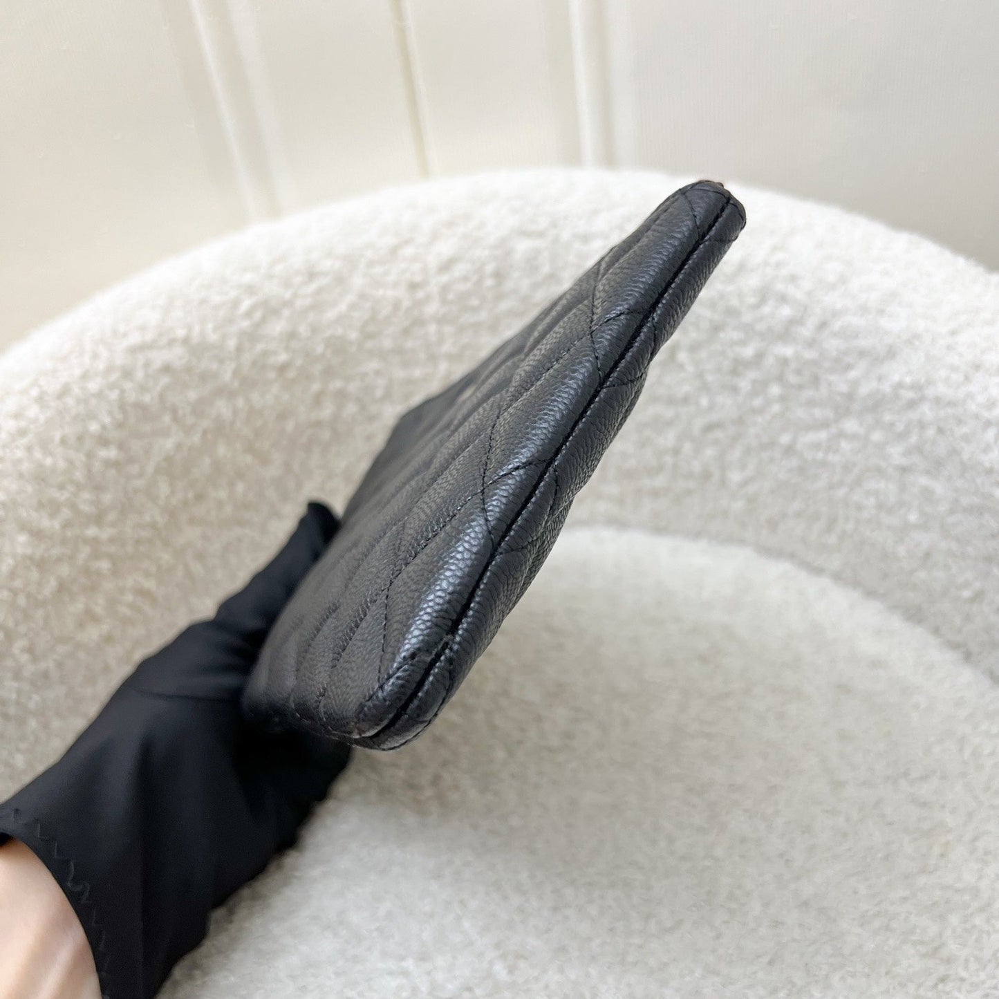 Chanel Classic Small O-Case Pouch in Black Caviar and LGHW (Model: )