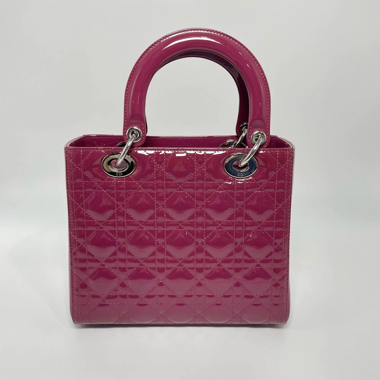 Dior Lady Purple Patent Handbag Leather Medium Travel Bag