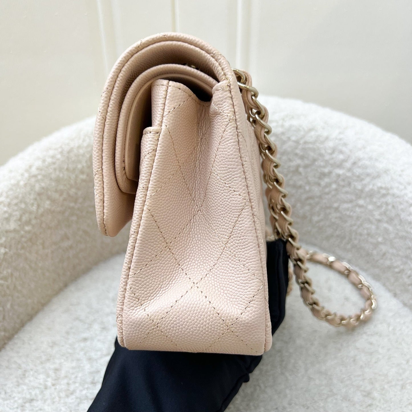 Chanel Small Classic Flap CF in Beige Clair Caviar and LGHW (Model: ) Accessory