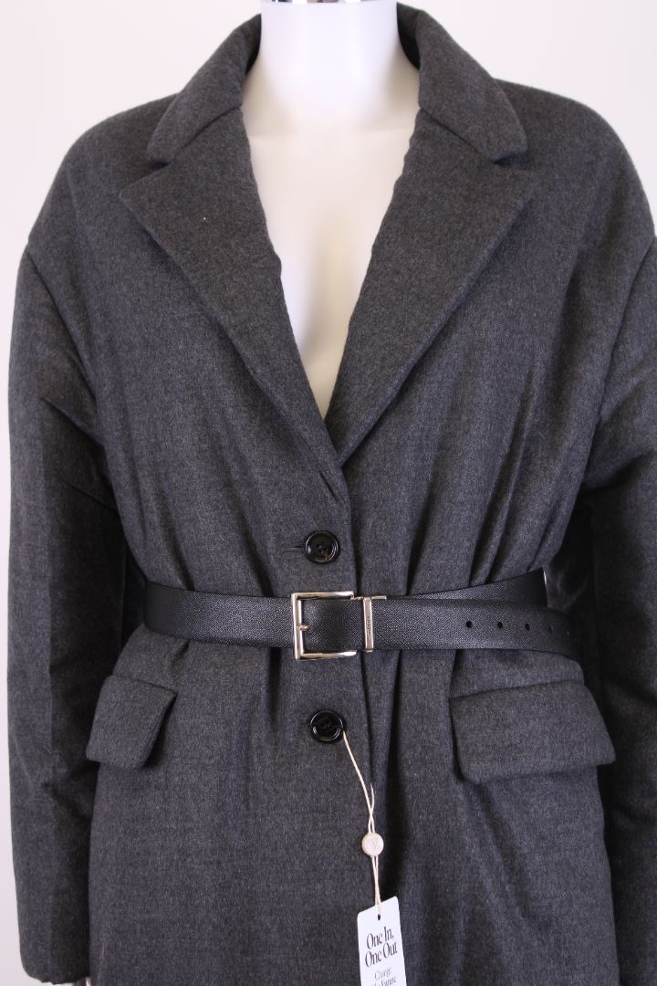 Prada Handbag Cashmere Belted Coat Grey 42 Gray