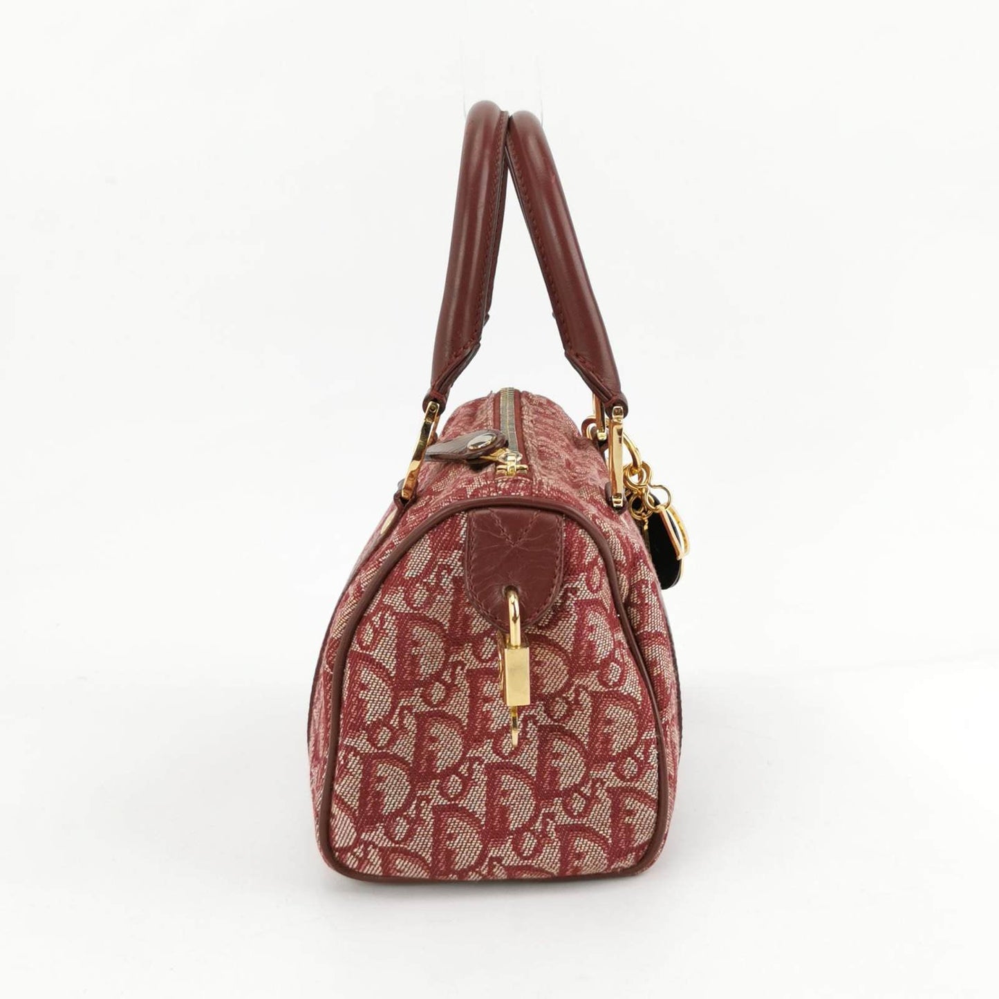 Dior Christian Trotter Boston Cloth Oblique Handbag Red Mini Travel Bag