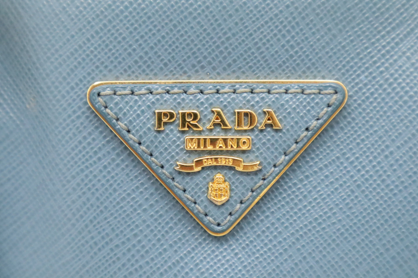 Prada Lux Promenade In Light Saffiano Handbag Leather Blue Travel Bag