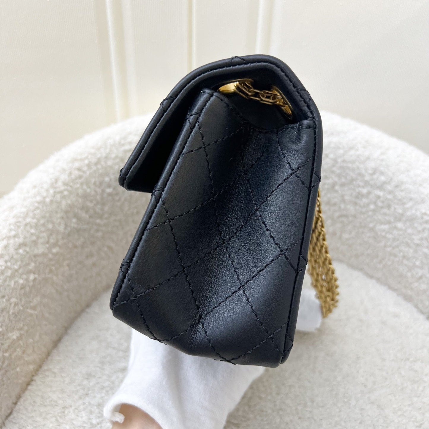 Classic 2.55 Reissue Mini Flap in Black Distressed Calfskin AGHW (Model: ) Accessory Classic